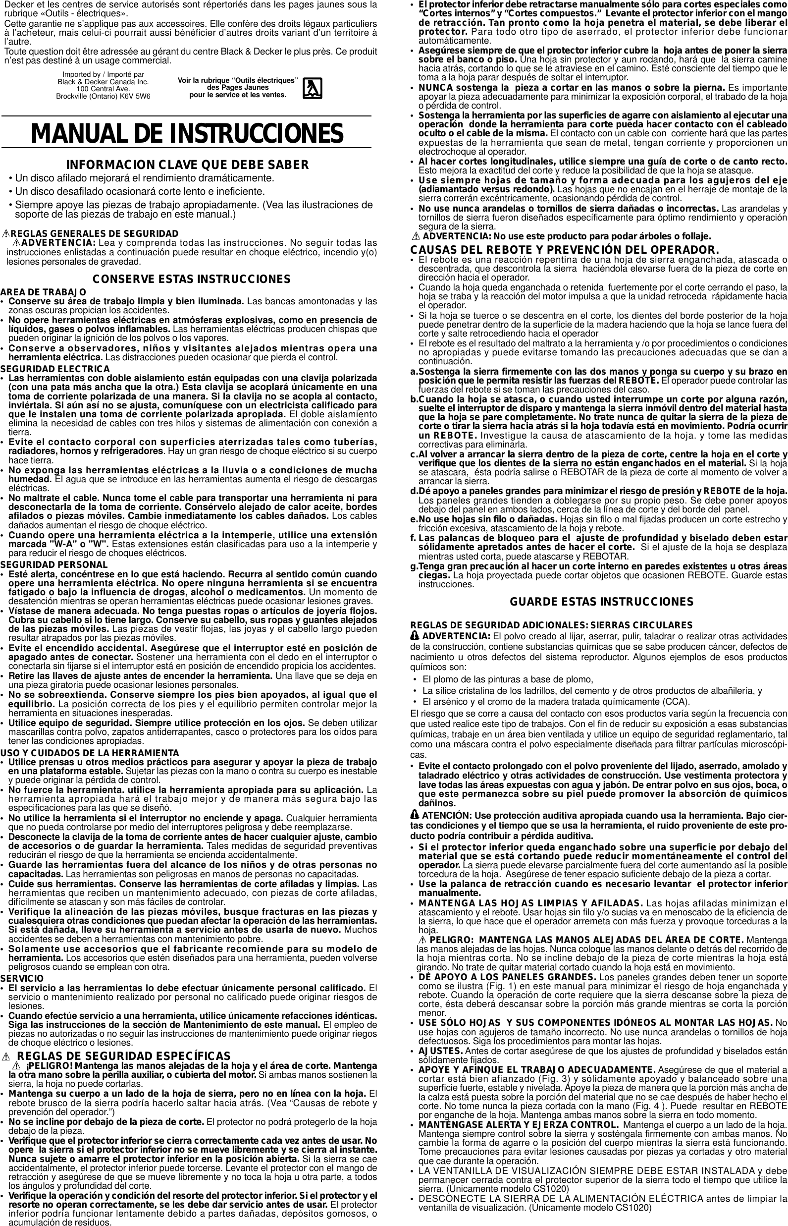 Black And Decker Cs1010 Instruction 