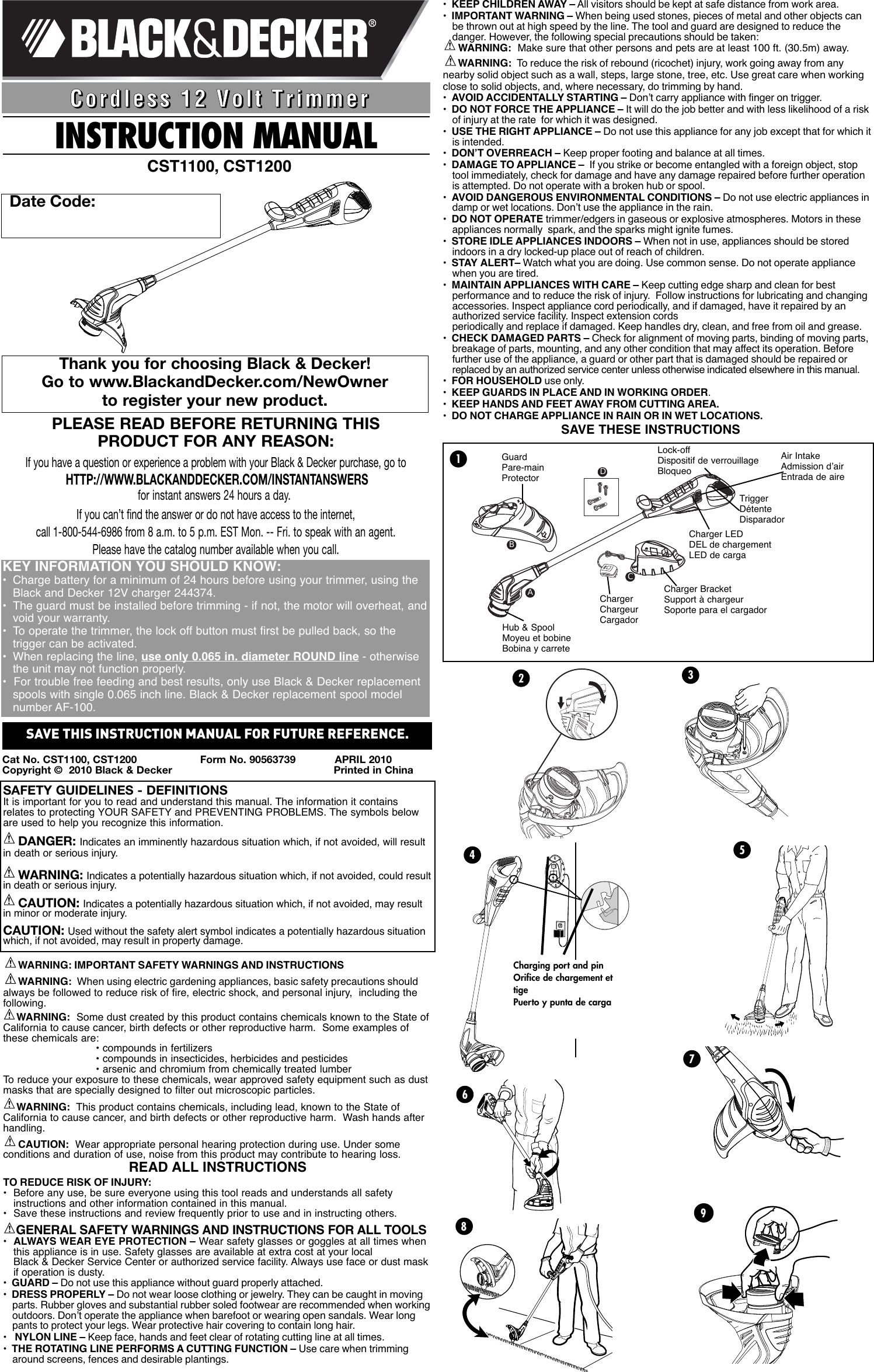 Black And Decker Cst1100 Users Manual 90563739 CST1200