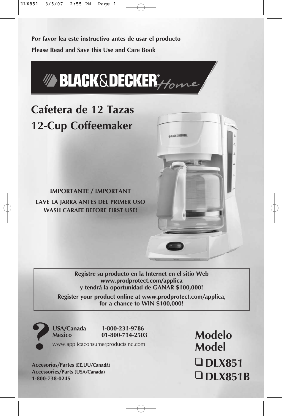 Page 1 of 11 - Black-And-Decker Black-And-Decker-Dlx851-Dlx851B-Use-And-Care-Manual-  Black-and-decker-dlx851-dlx851b-use-and-care-manual