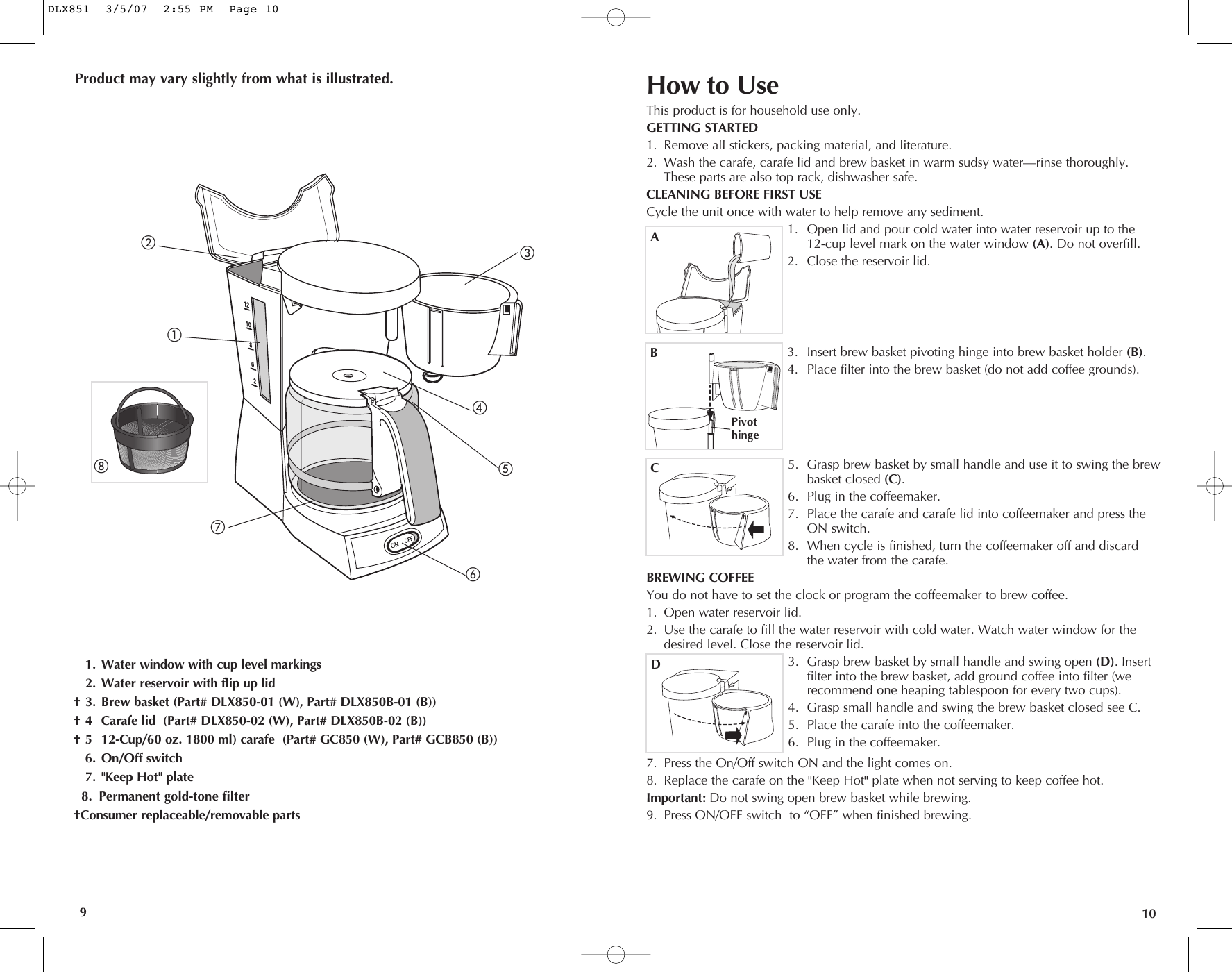 Page 6 of 11 - Black-And-Decker Black-And-Decker-Dlx851-Dlx851B-Use-And-Care-Manual-  Black-and-decker-dlx851-dlx851b-use-and-care-manual