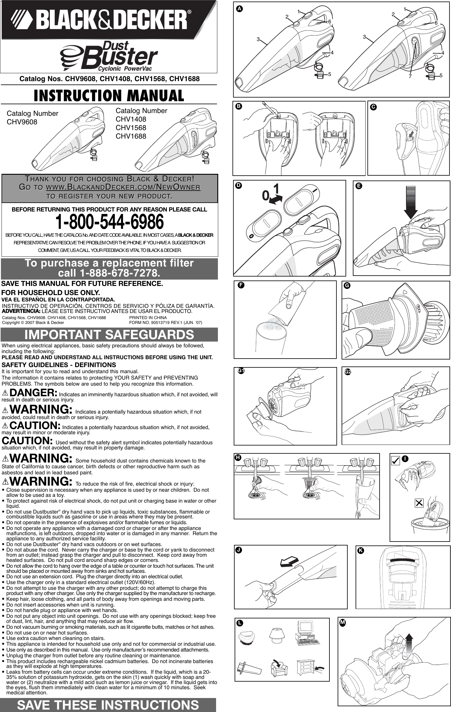 Black And Decker Dustbuster Chv1408 Instruction Manual 90513719 01