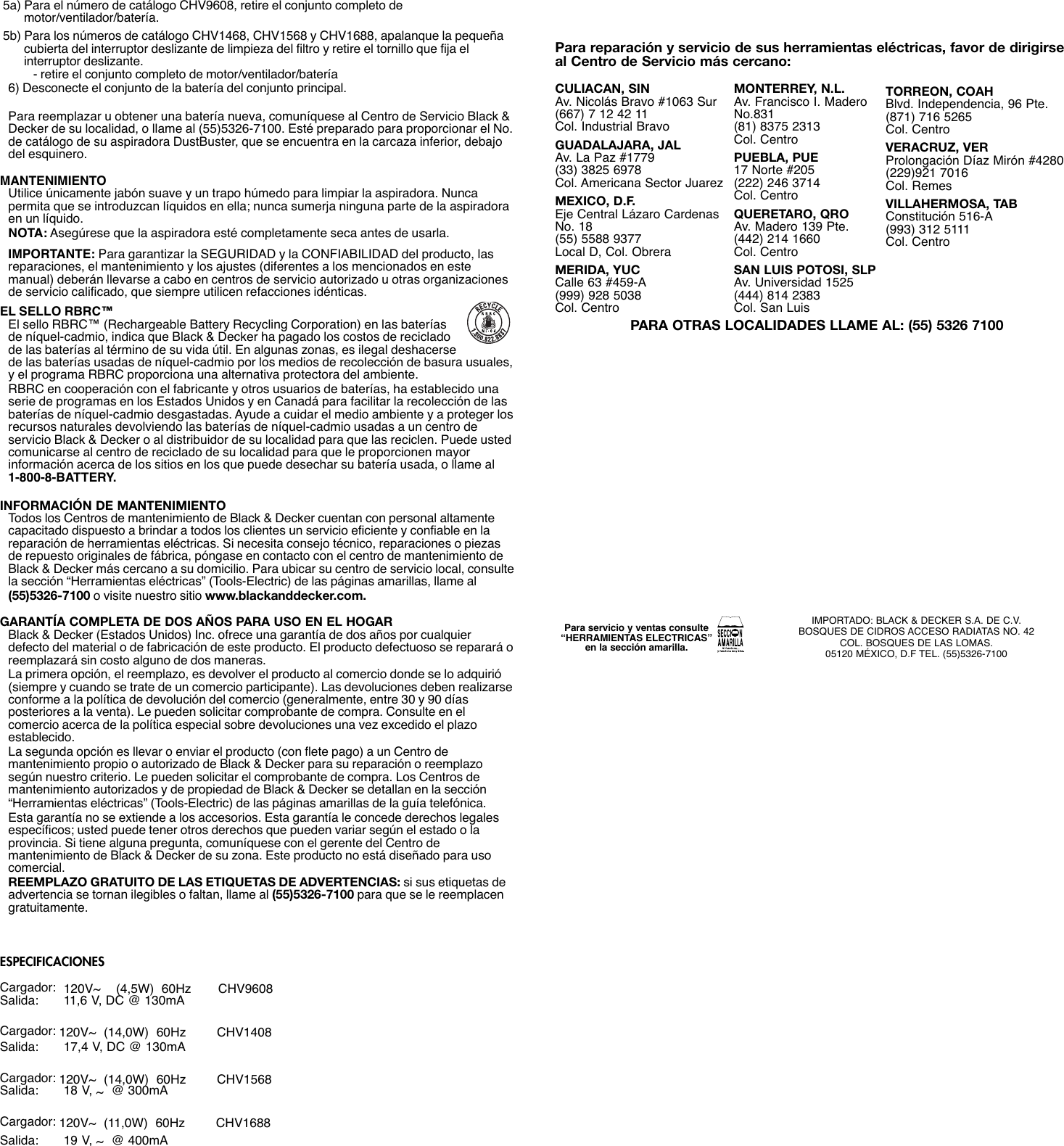 Page 5 of 5 - Black-And-Decker Black-And-Decker-Dustbuster-Chv1408-Instruction-Manual- 90513719 01 CHV9608 Etc  Black-and-decker-dustbuster-chv1408-instruction-manual