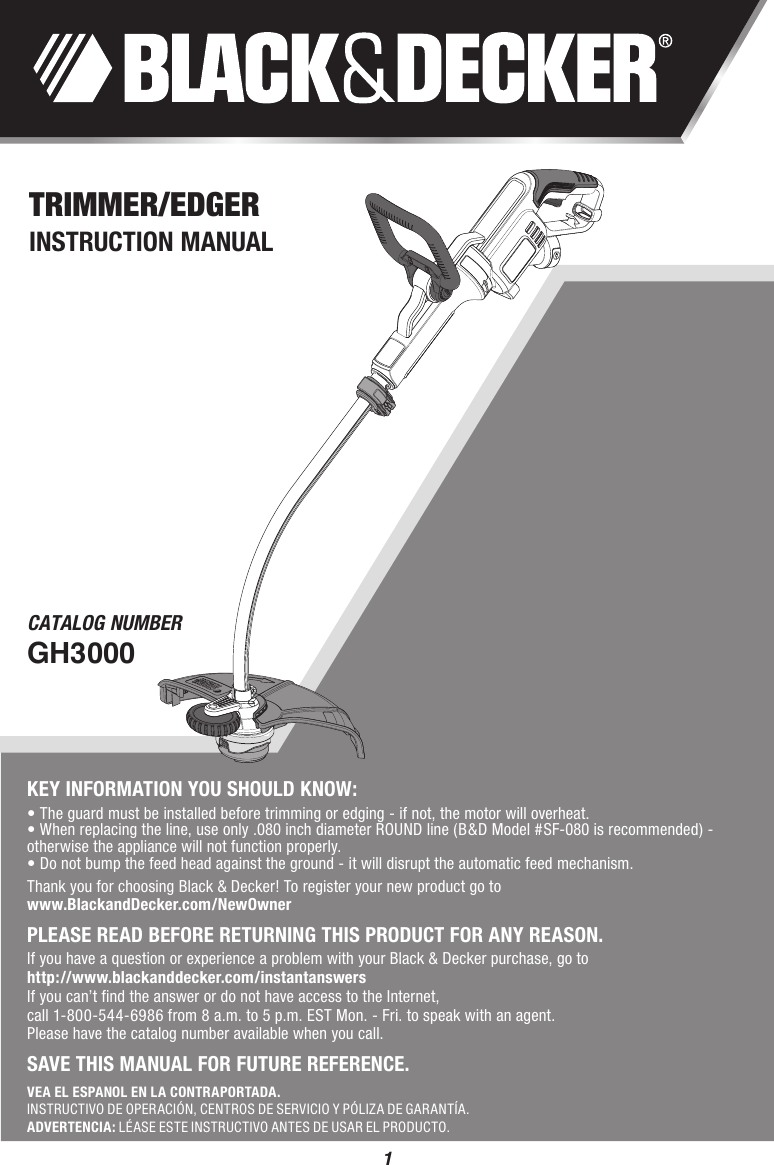 Black And Decker Gh3000 Users Manual