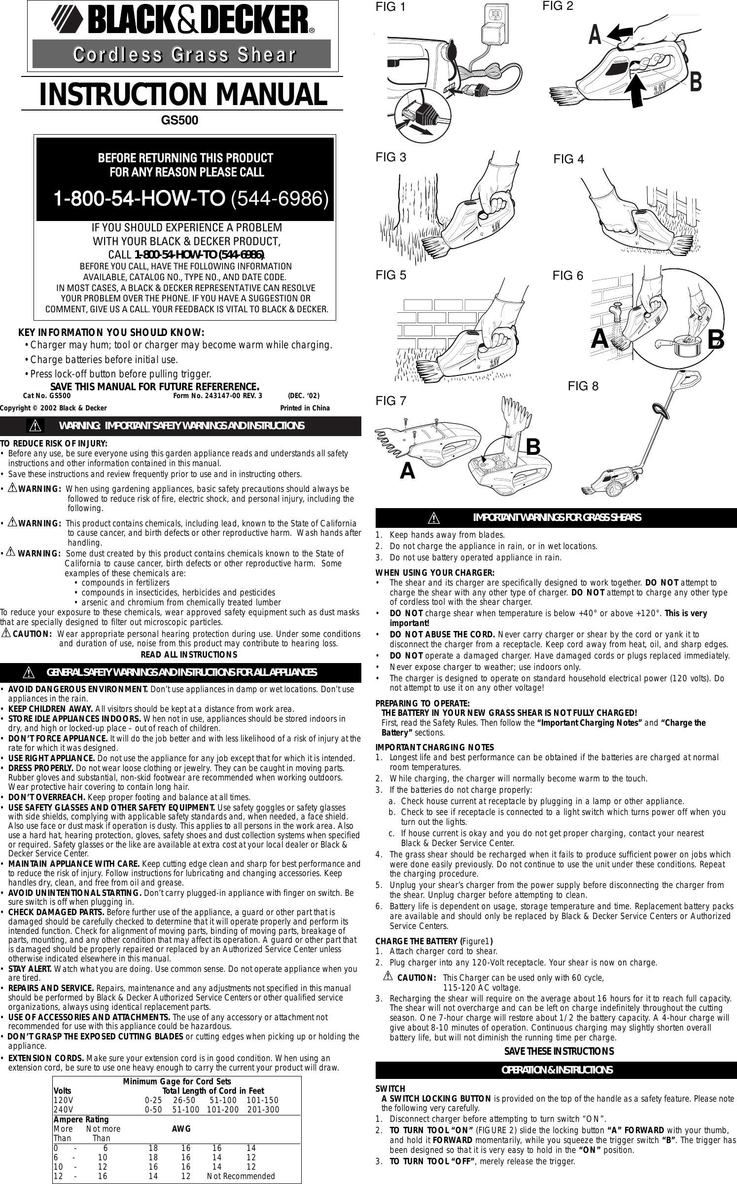 Black And Decker Gs500 Instruction Manual 243147 00 03 GS500