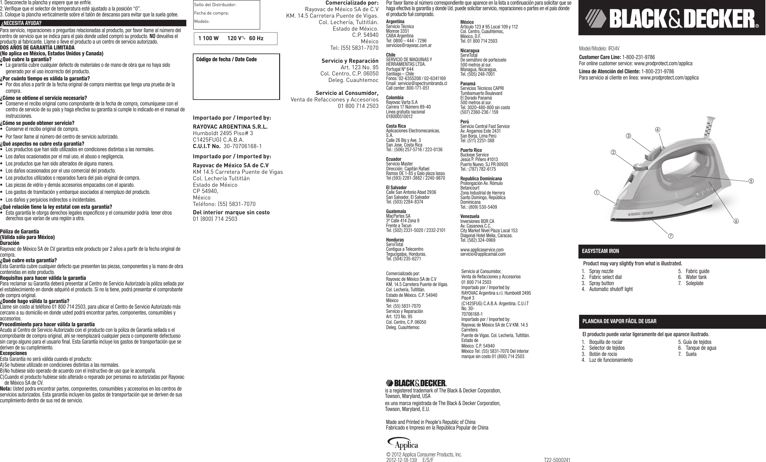 Black And Decker Ir34V Use Care Manual