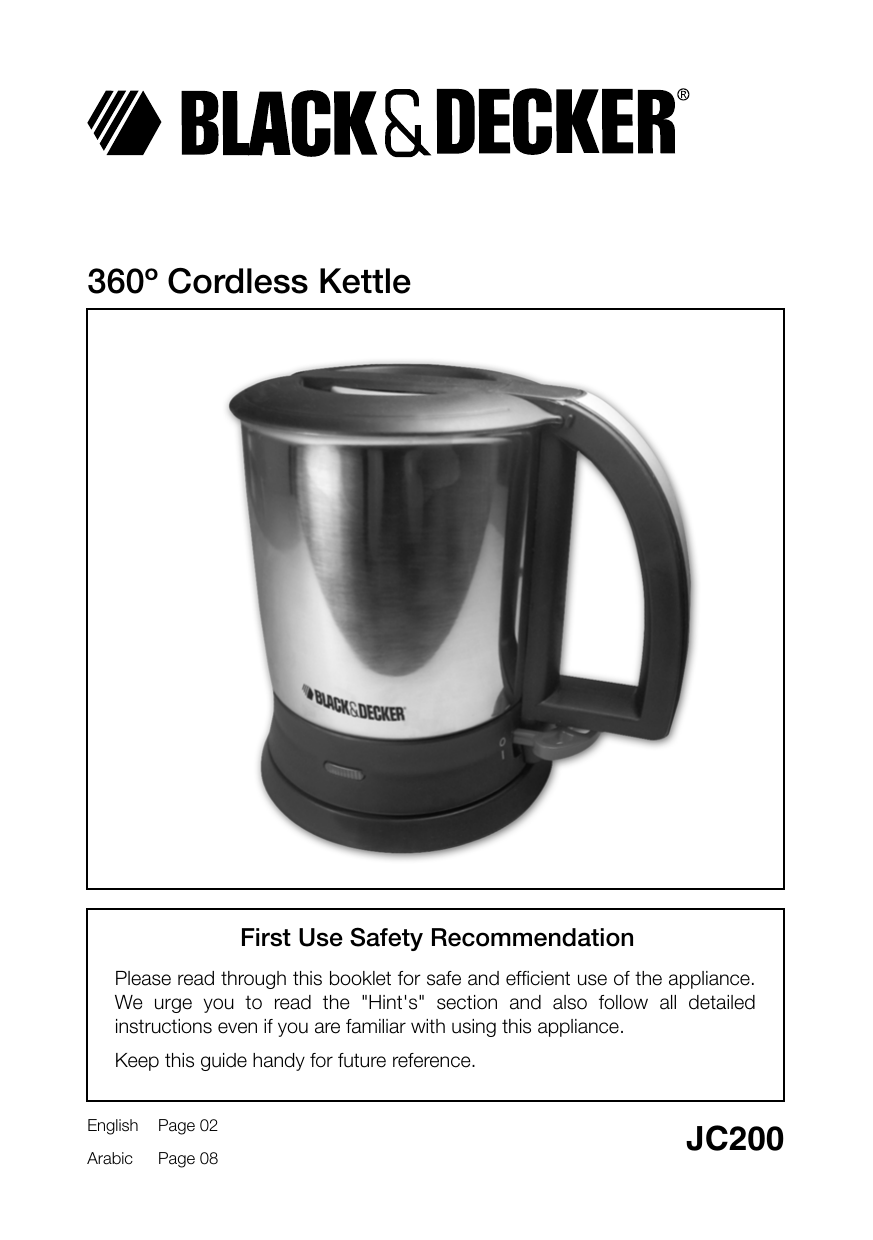 Page 1 of 9 - Black-And-Decker Black-And-Decker-Jc200-Instruction-Manual- Black-and-decker-jc200-instruction-manual