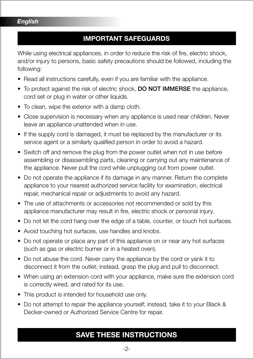 Page 2 of 9 - Black-And-Decker Black-And-Decker-Jc200-Instruction-Manual- Black-and-decker-jc200-instruction-manual