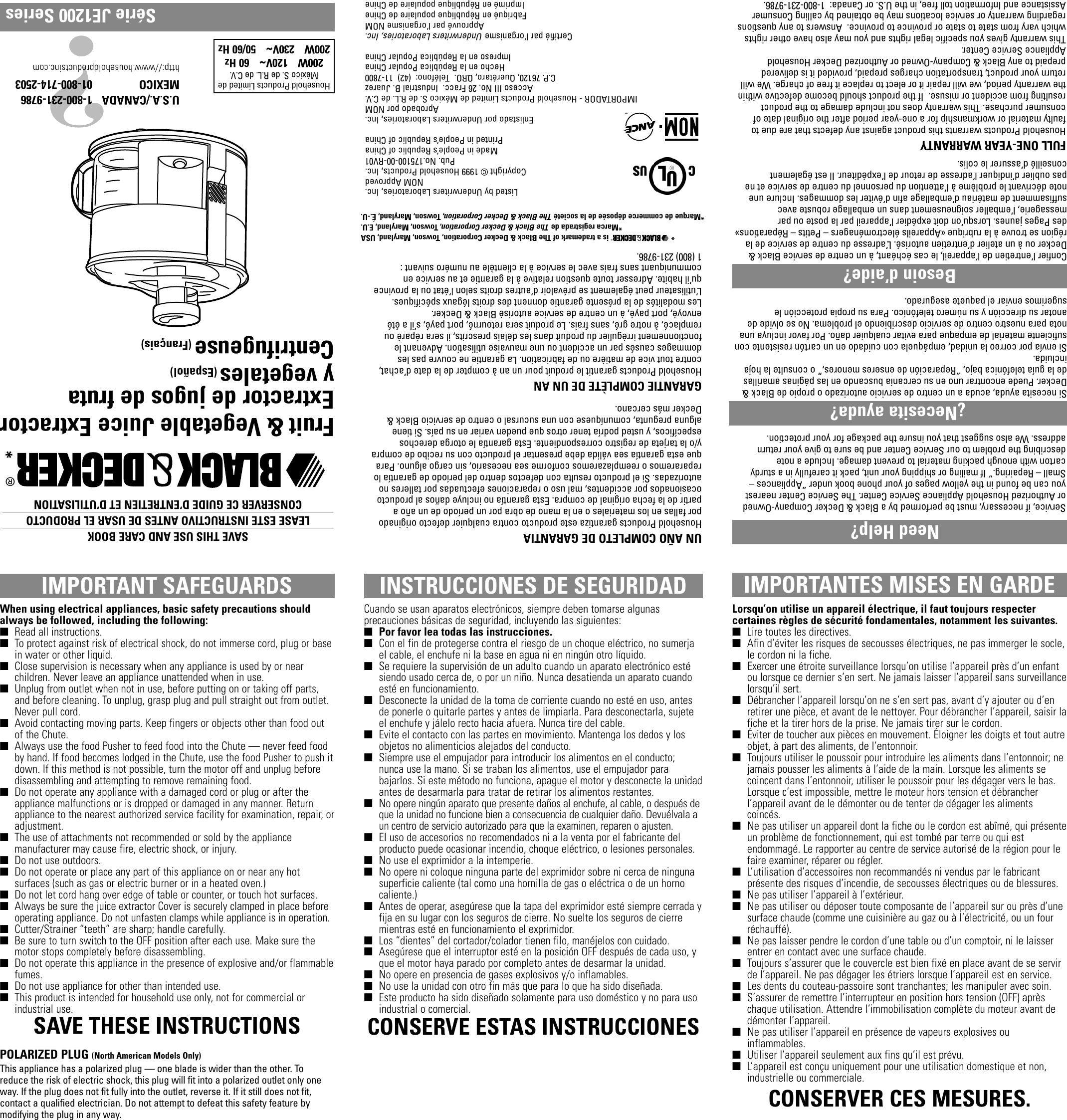 Black And Decker Je10 Series Users Manual