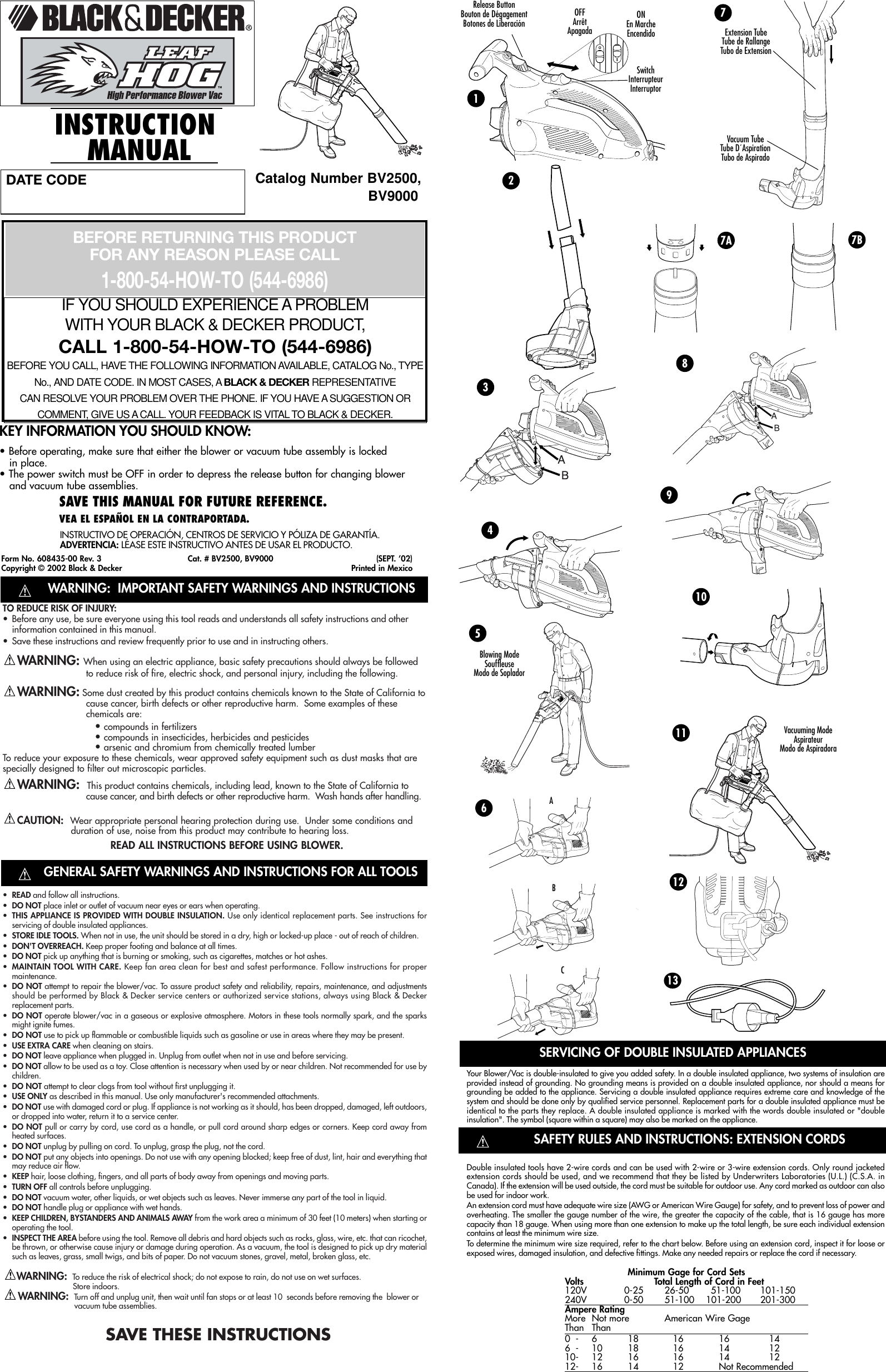 Black And Decker Leaf Hog 608435 00 Instruction Manual 00 03