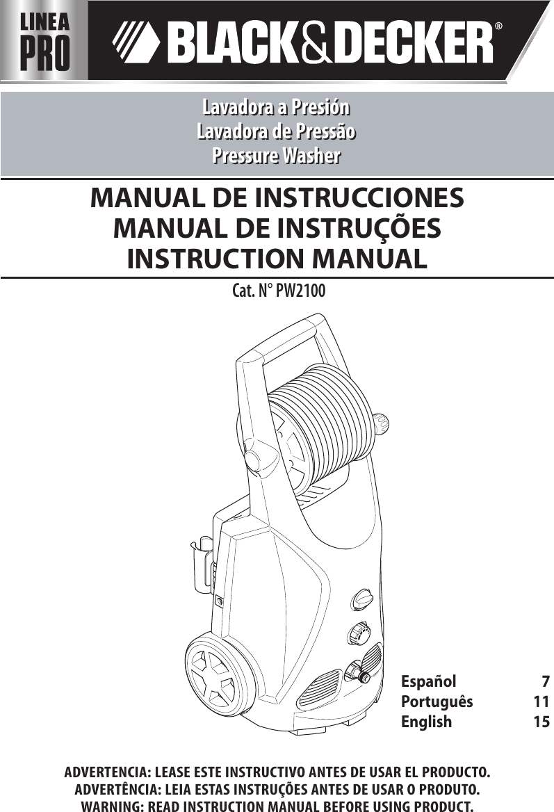 Black And Decker Linea Pro Pw2100 Instruction Manual