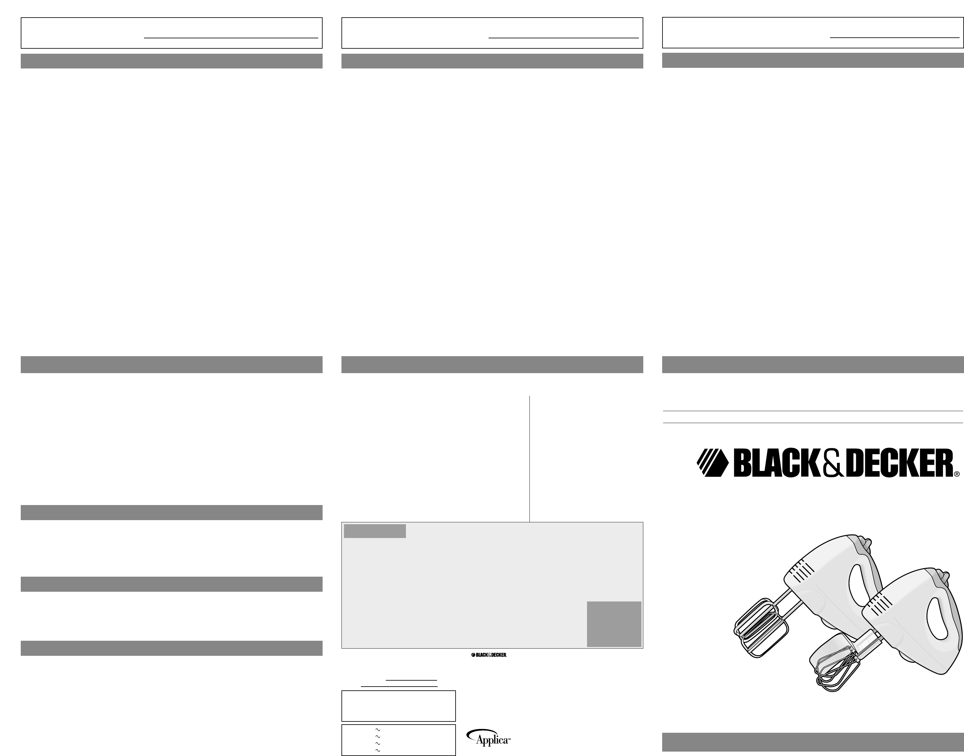 Black And Decker Mx42 Mx95 Use Care Manual 95 Mixerrv03