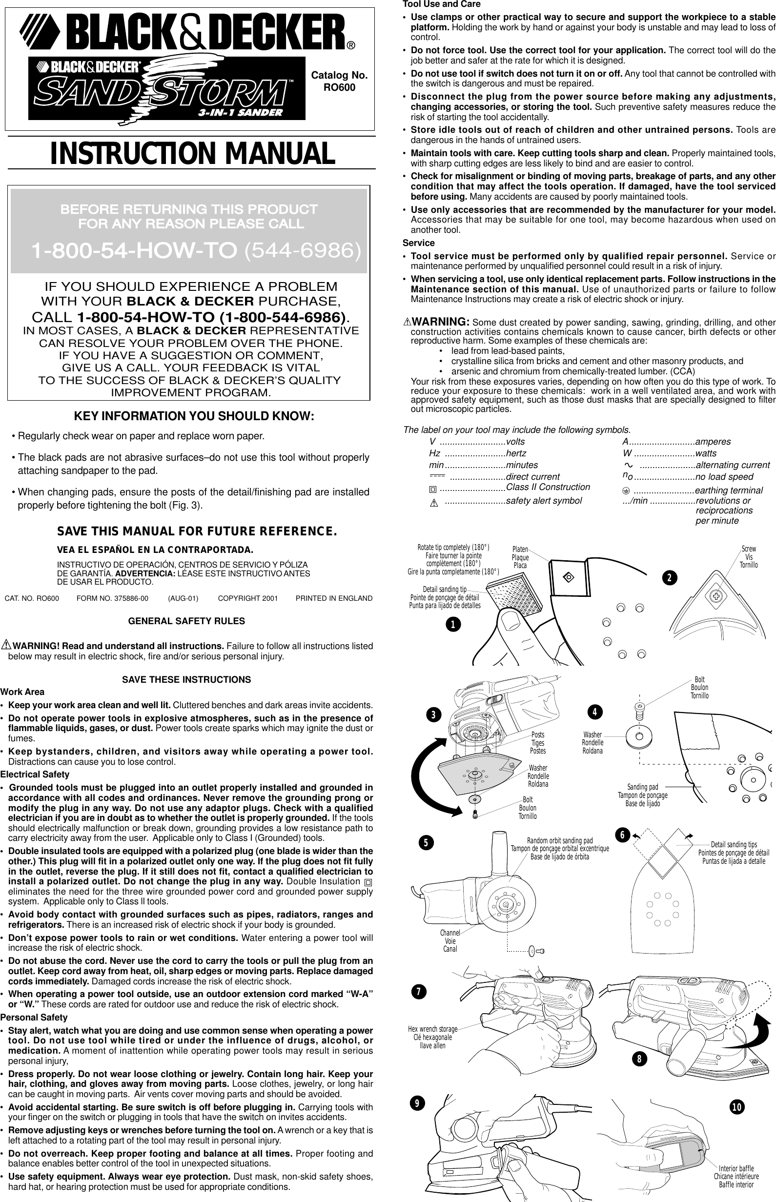 Black And Decker Sand Storm 375886 00 Instruction Manual RO600