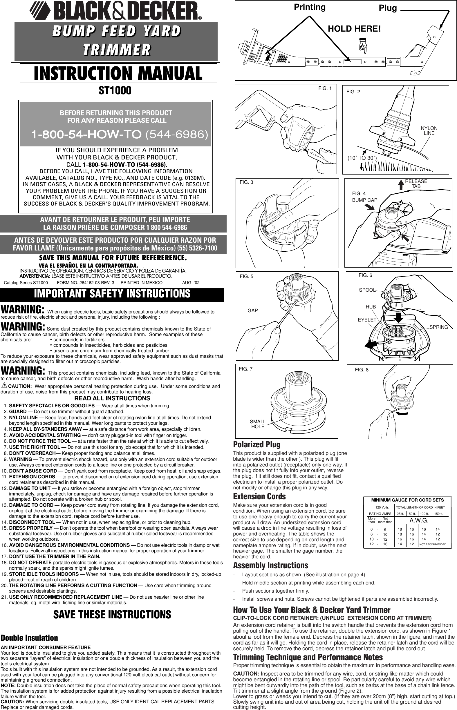 Black And Decker St1000 Users Manual 264162 03 03 ST1000MANUAL