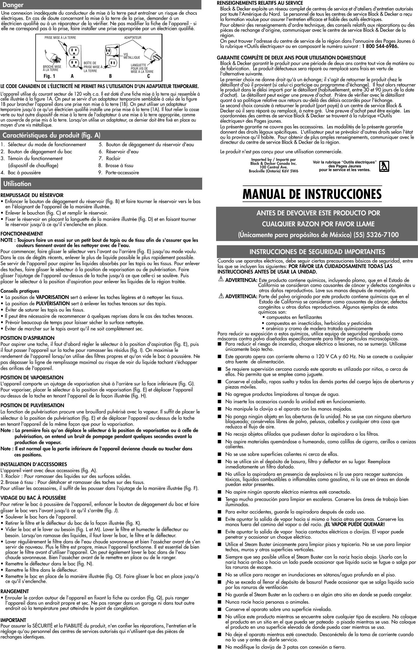 Page 3 of 4 - Black-And-Decker Black-And-Decker-Steambuster-612736-00-Instruction-Manual- 612736-00,01,SV1000 STEAM VAC  Black-and-decker-steambuster-612736-00-instruction-manual