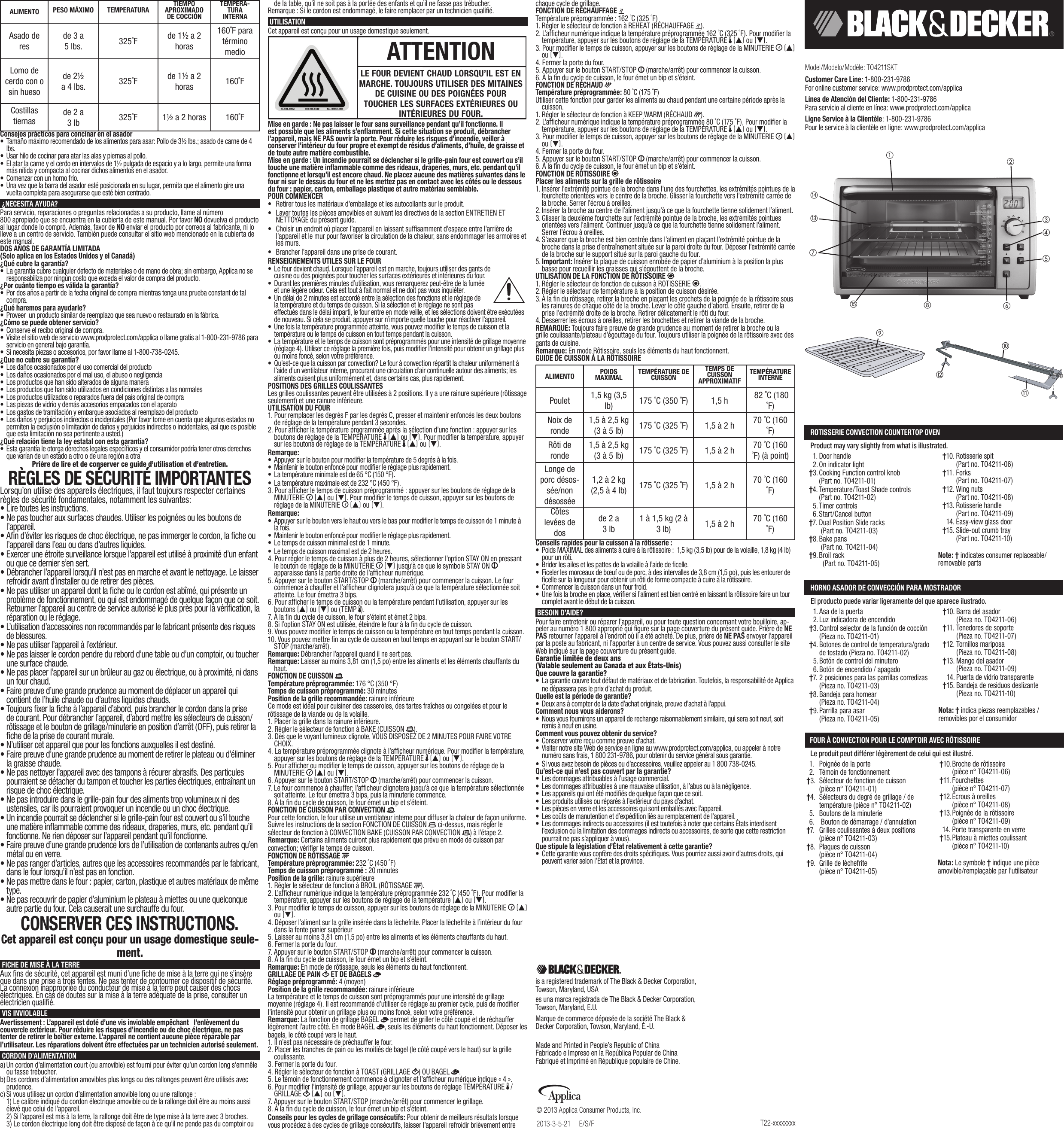 Page 2 of 2 - Black-And-Decker Black-And-Decker-To4211Skt-Use-And-Care-Manual-  Black-and-decker-to4211skt-use-and-care-manual