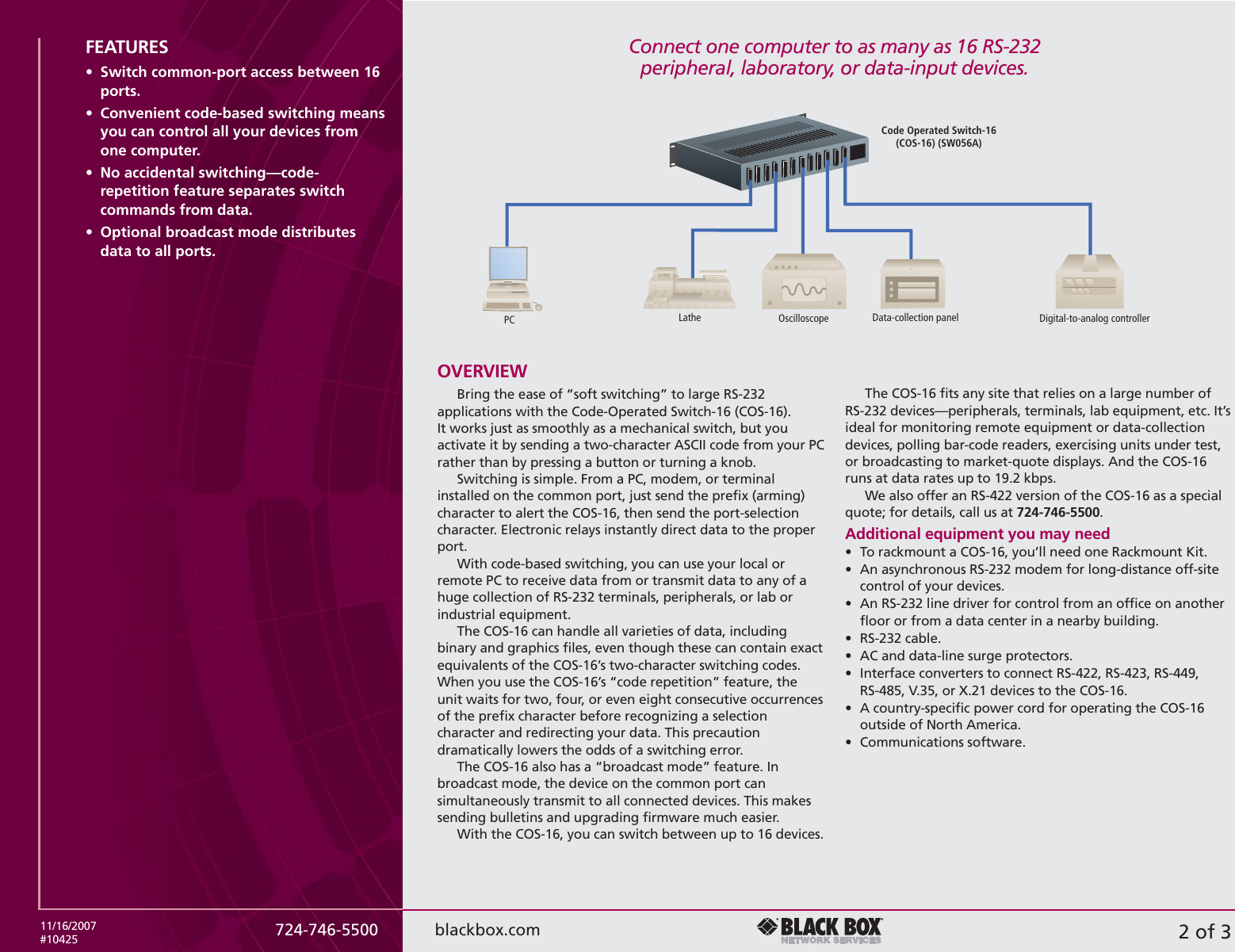 Page 2 of 3 - Black-Box Black-Box-Code-Operated-Switch-16-Users-Manual- Sw056a_(10425)_07  Black-box-code-operated-switch-16-users-manual