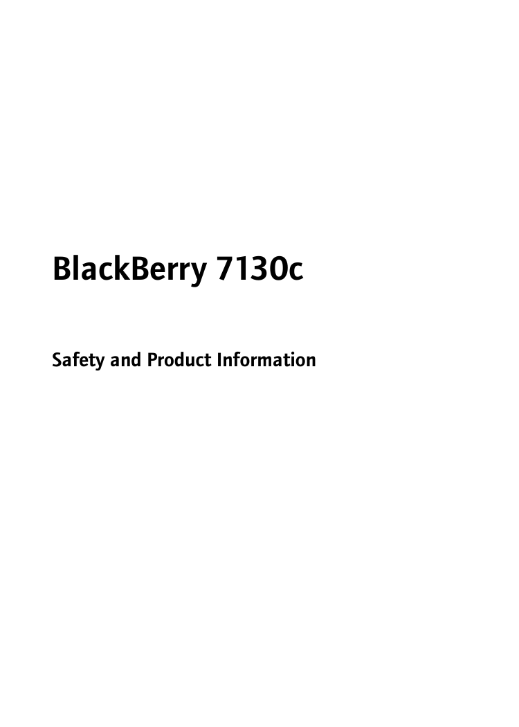 BlackBerry 7130cSafety and Product Information