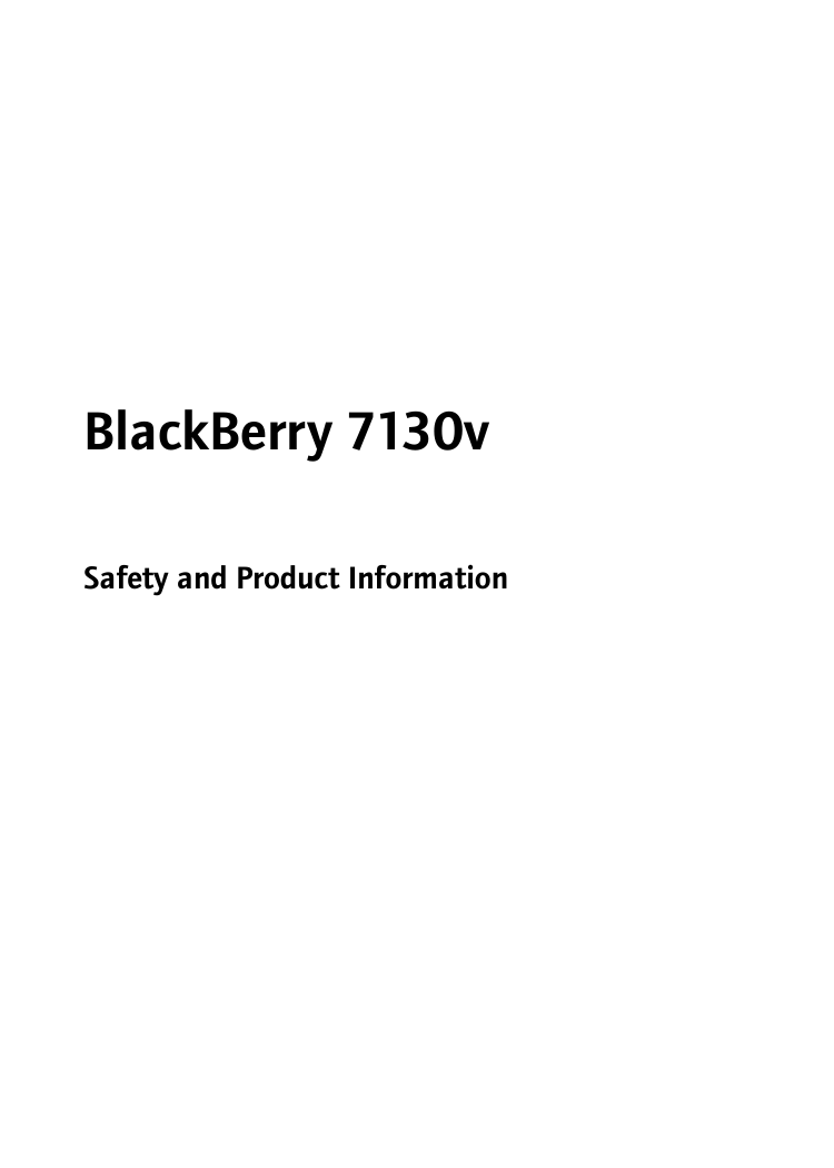 BlackBerry 7130vSafety and Product Information