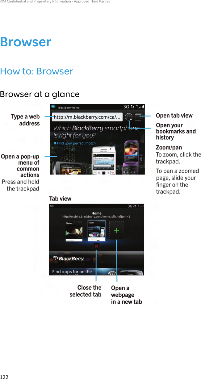 BrowserHow to: BrowserBrowser at a glanceRIM Confidential and Proprietary Information - Approved Third Parties122