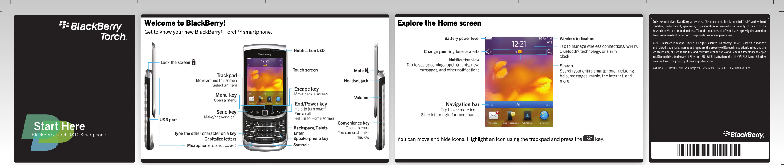 Page 1 of 6 - Blackberry Blackberry-Torch-9810-V7-1-Start-Here-Guide- Blackberry-torch-9810-v7-1-start-here-guide