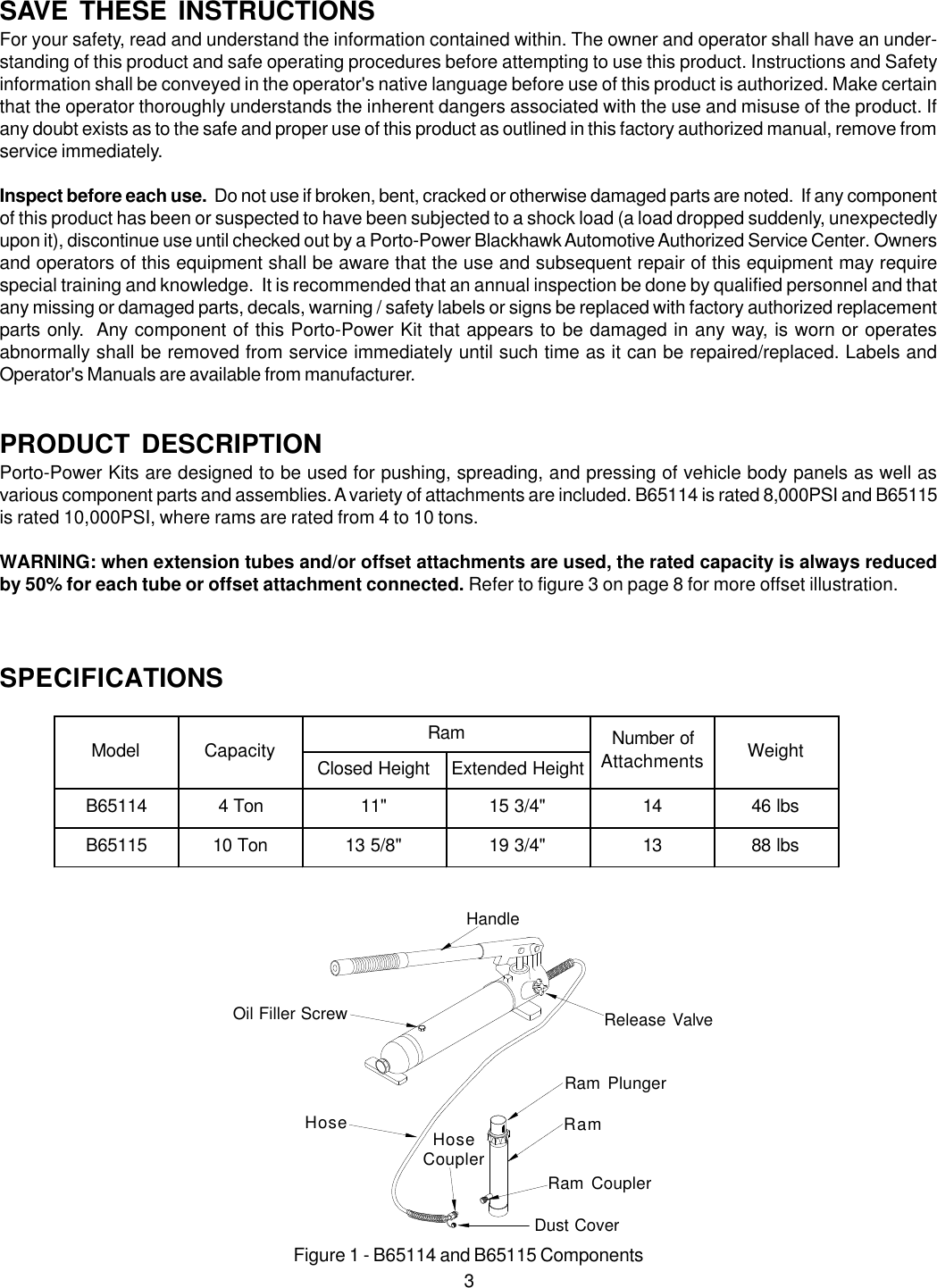 Page 3 of 12 - Blackhawk Blackhawk-Porto-Power-B65114-Users-Manual- S  Blackhawk-porto-power-b65114-users-manual