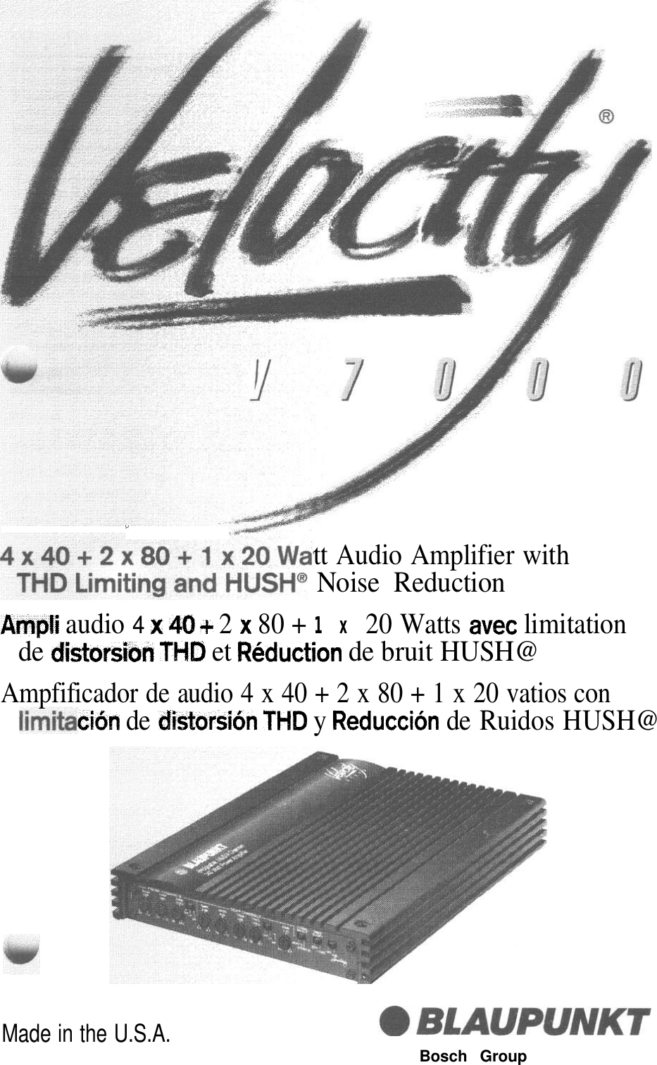 Blaupunkt Stereo Amplifier V7000 Users Manual