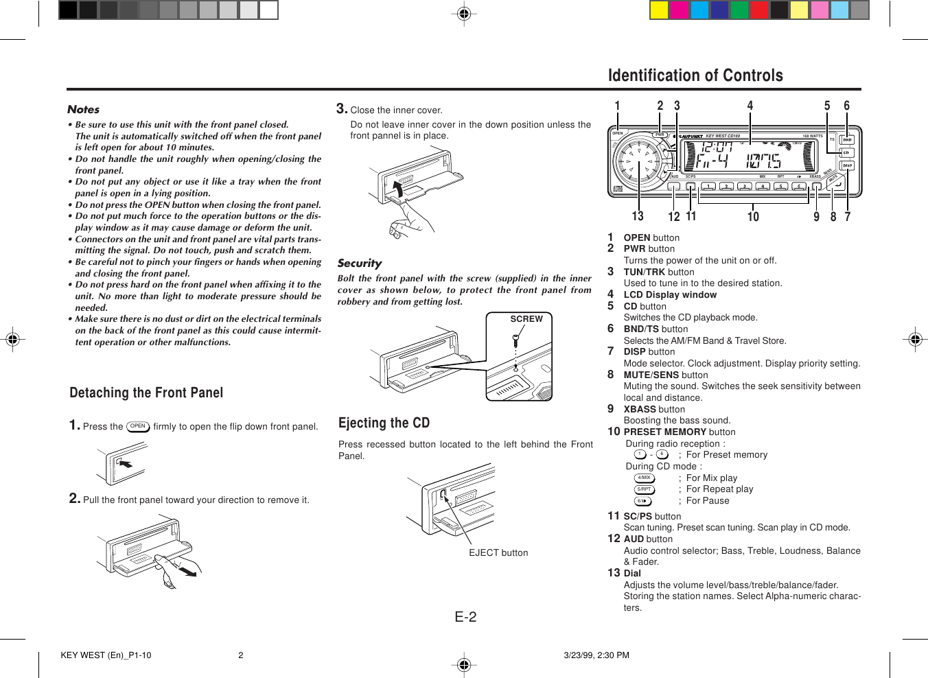 Page 3 of 11 - Blaupunkt Blaupunkt-Cd169-Users-Manual- KEY WEST(En)_Cover Blaupunkt-cd169-users-manual