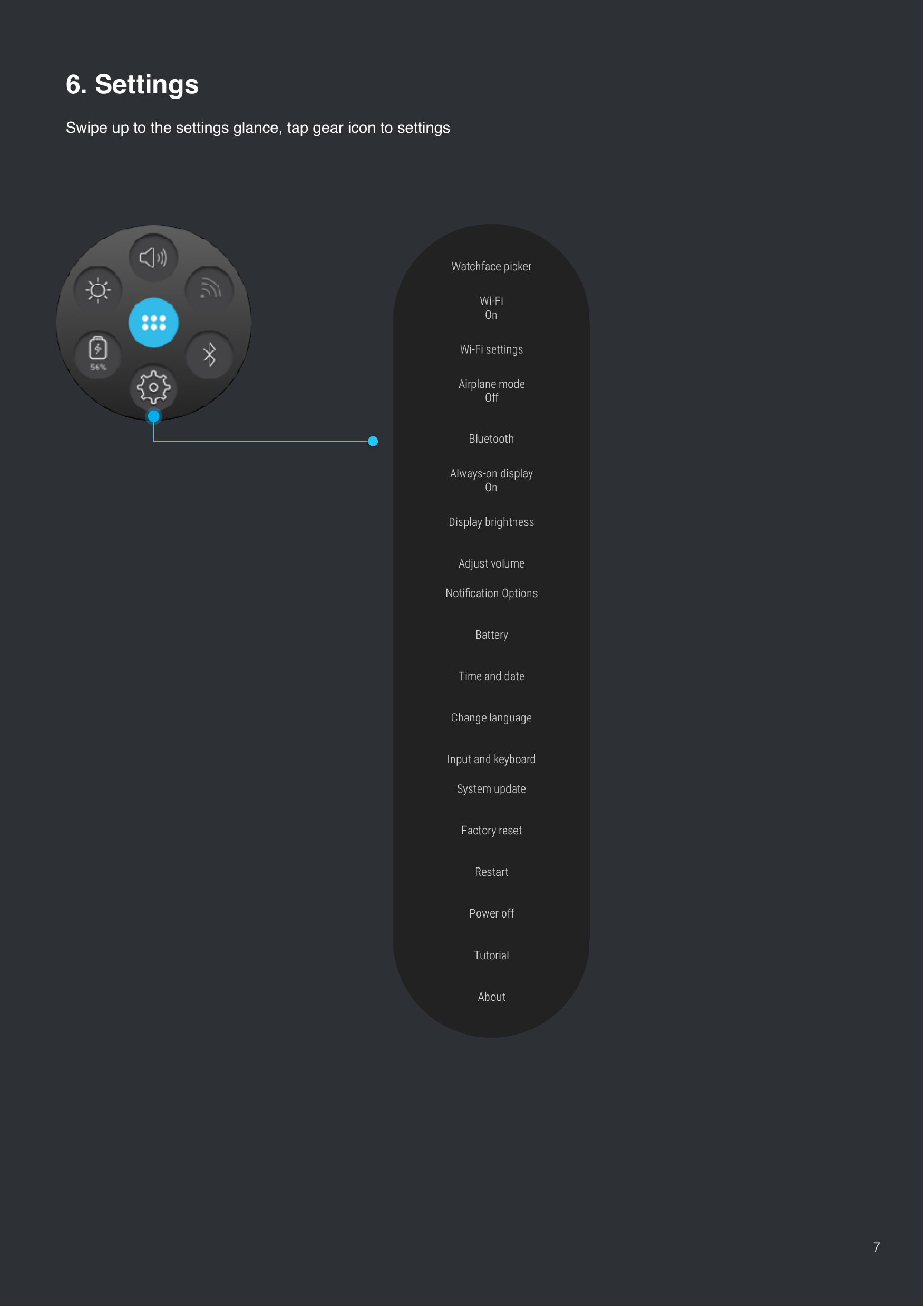 76. SettingsSwipe up to the settings glance, tap gear icon to settings