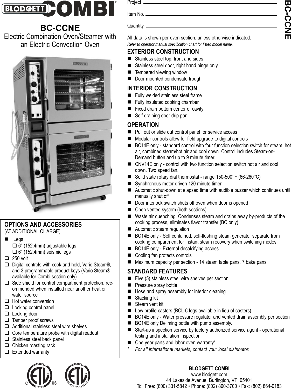 Blodgett Bc14E Users Manual BC CCNE.qxp