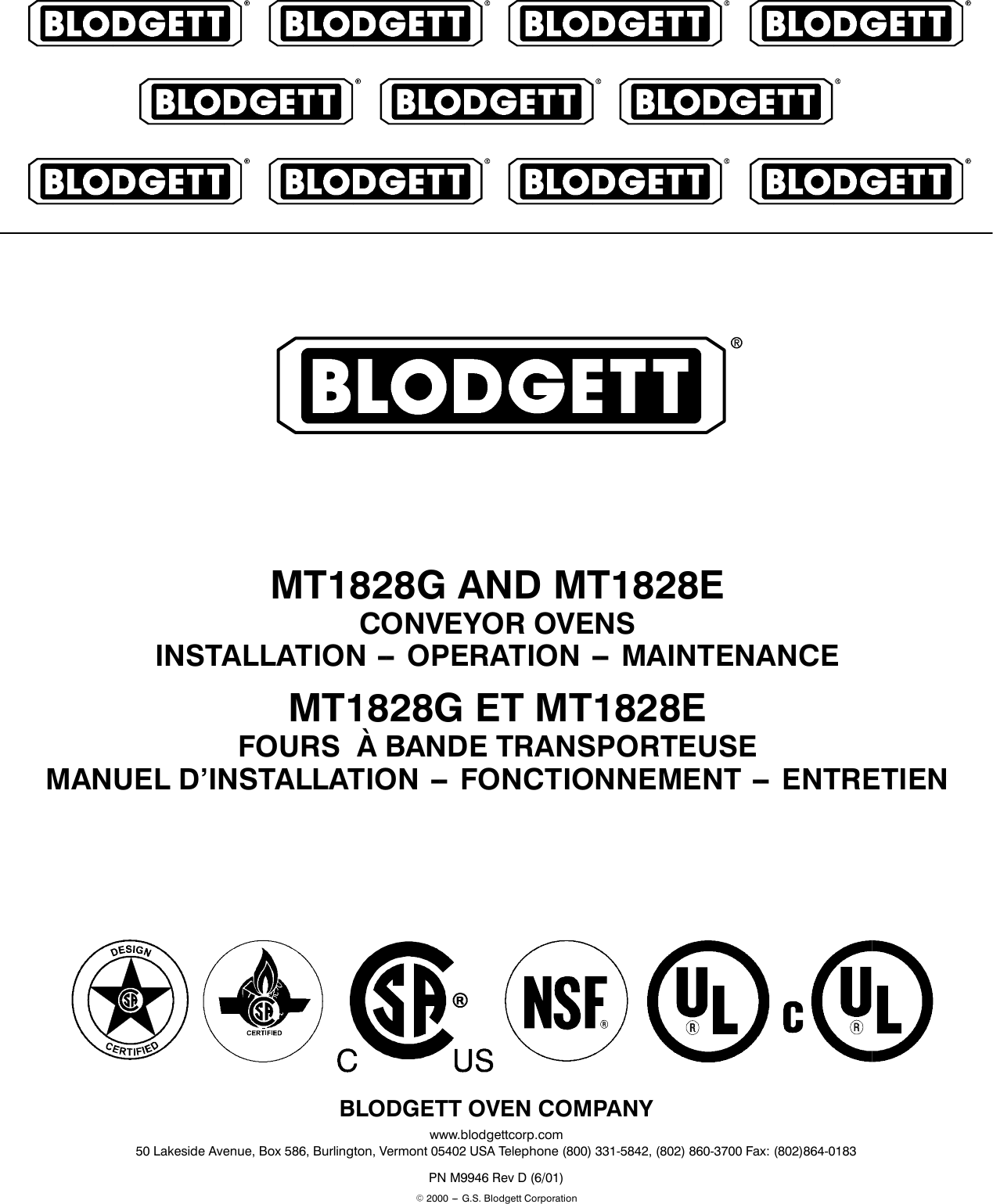 Blodgett Conveyor Oven Replacement Parts Mt1828E Users Manual Acrobat