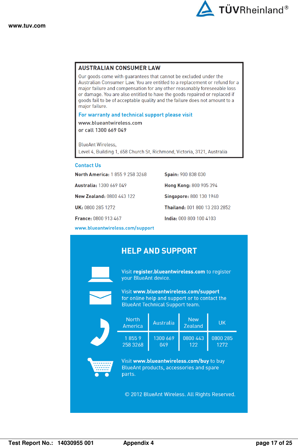 www.tuv.com   Test Report No.:  14030955 001  Appendix 4  page 17 of 25   