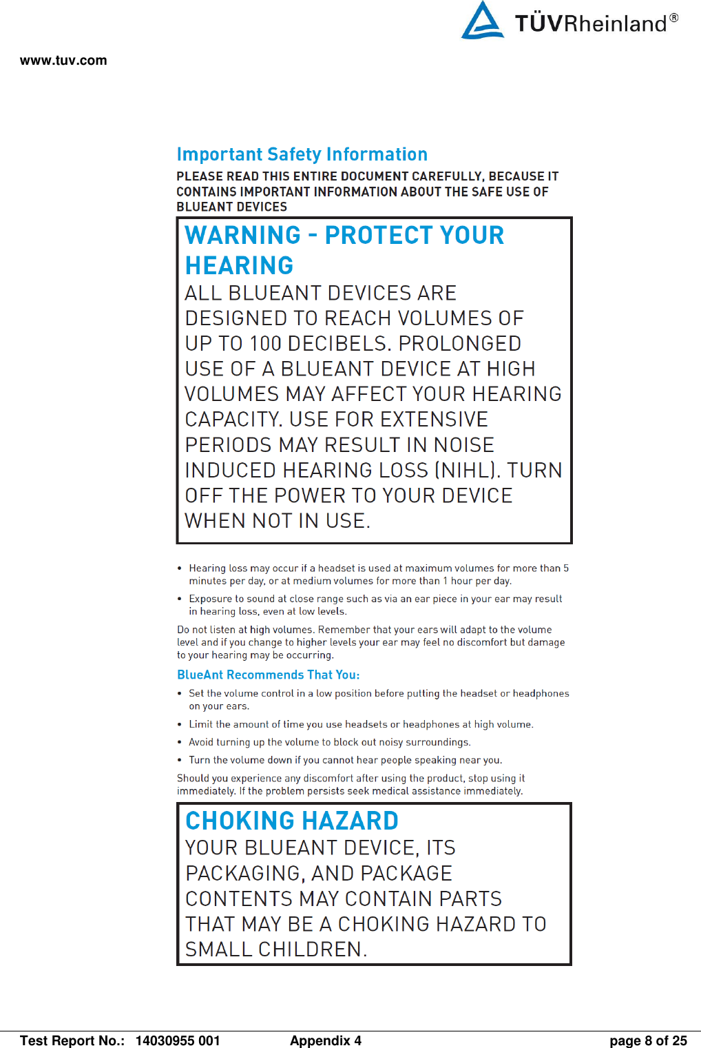 www.tuv.com   Test Report No.:  14030955 001  Appendix 4  page 8 of 25   