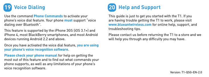 Page 11 of 12 - Blueant Blueant-T1-Rugged-Bluetooth-Headset-Quick-Start-Guide