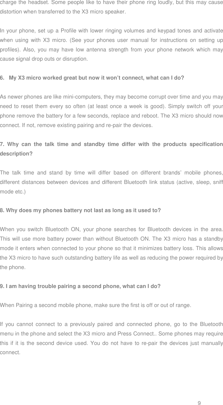 Page 10 of 12 - Blueant Blueant-X3-Micro-Bluetooth-Headset-Troubleshooting