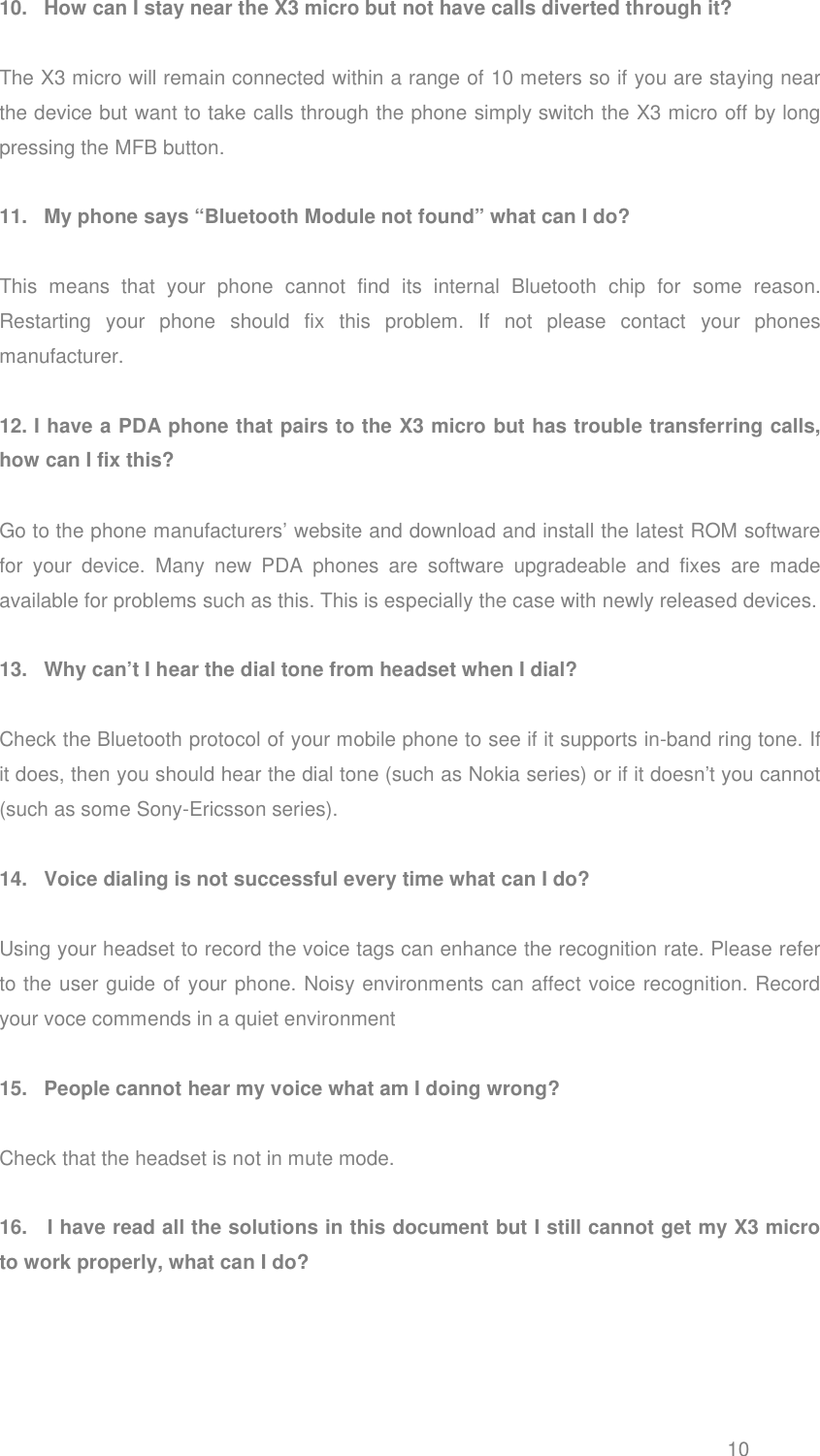 Page 11 of 12 - Blueant Blueant-X3-Micro-Bluetooth-Headset-Troubleshooting