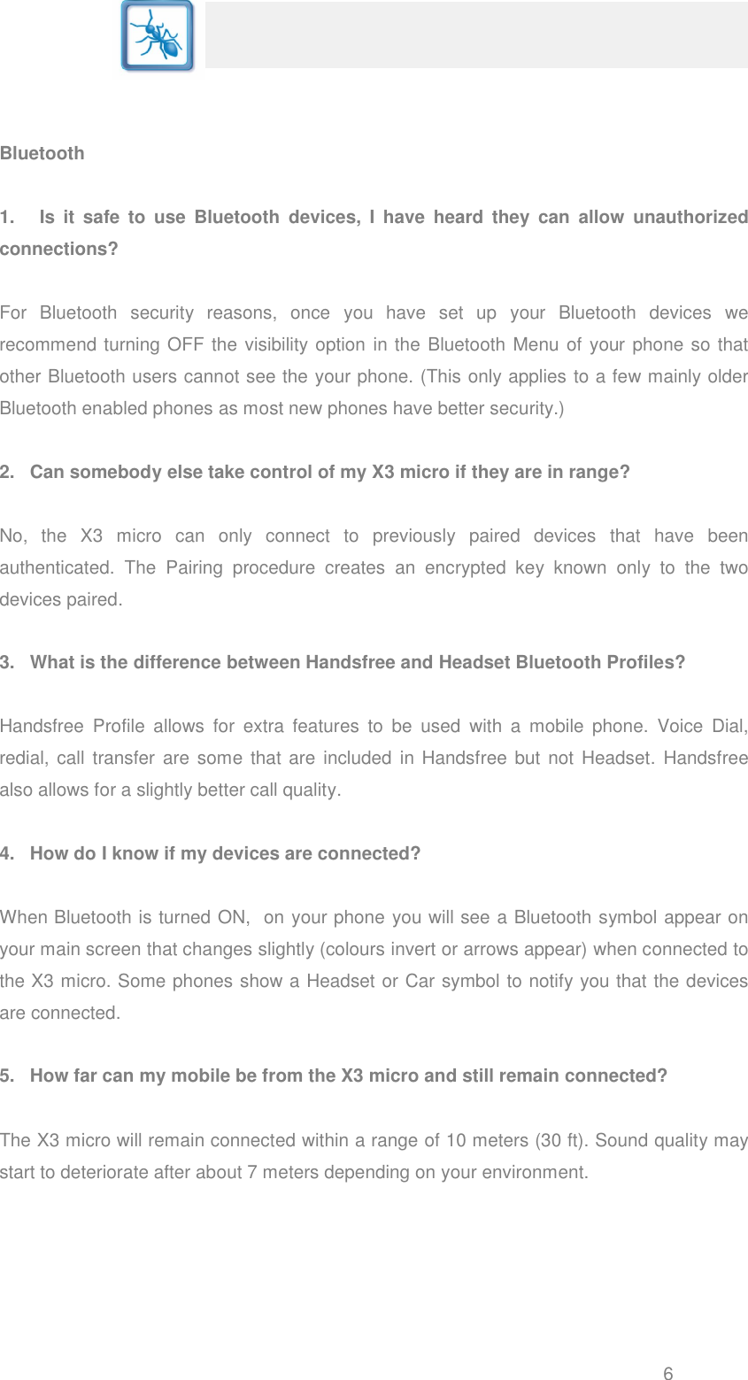 Page 7 of 12 - Blueant Blueant-X3-Micro-Bluetooth-Headset-Troubleshooting