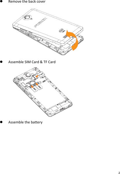  Removethebackcover AssembleSIMCard&amp;TFCard Assemblethebattery2 