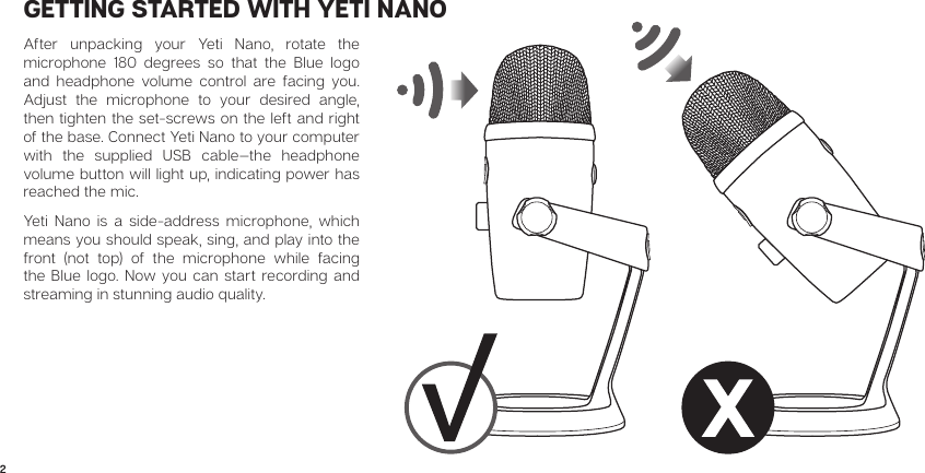 Page 2 of 8 - Yeti_Nano_QuickStart_REV_C  Yeti Nano Quick Start REV C EN