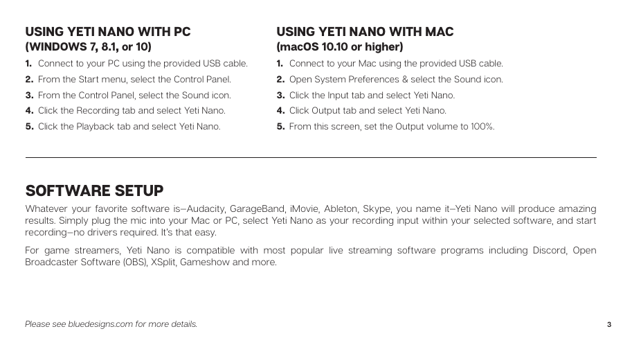 Page 3 of 8 - Yeti_Nano_QuickStart_REV_C  Yeti Nano Quick Start REV C EN