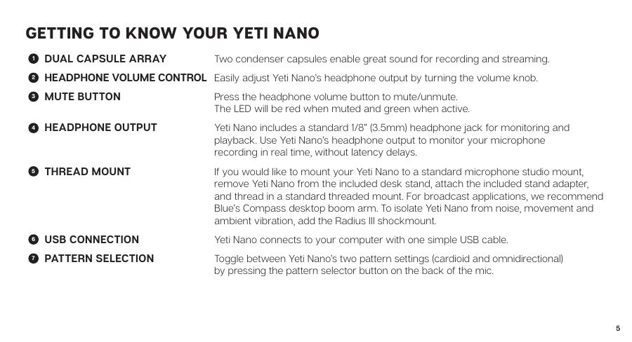 Page 5 of 8 - Yeti_Nano_QuickStart_REV_C  Yeti Nano Quick Start REV C EN