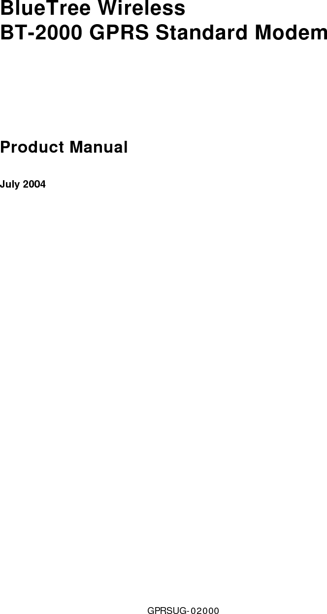 4BlueTree Wireless BT-2000 Product Manual V1.5