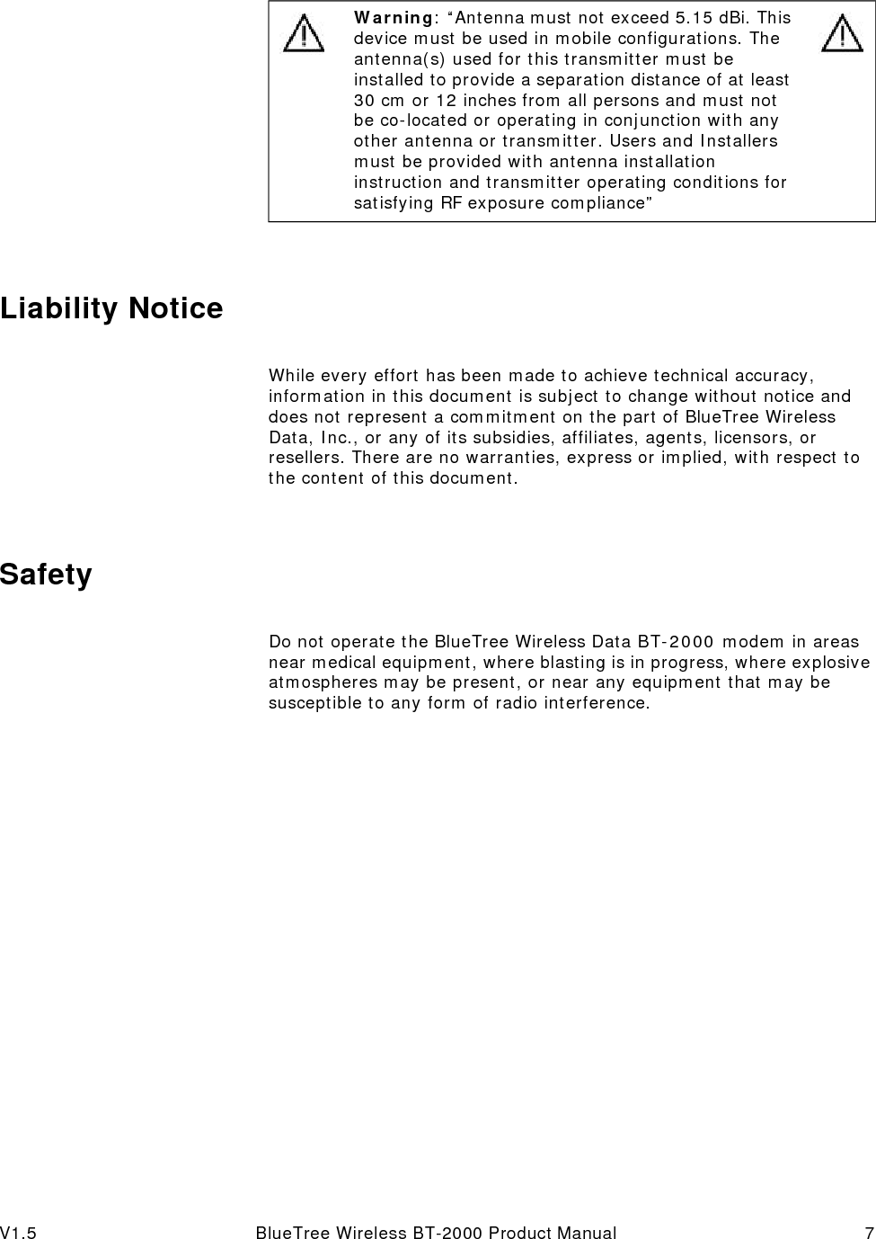 8BlueTree Wireless BT-2000 Product Manual V1.5