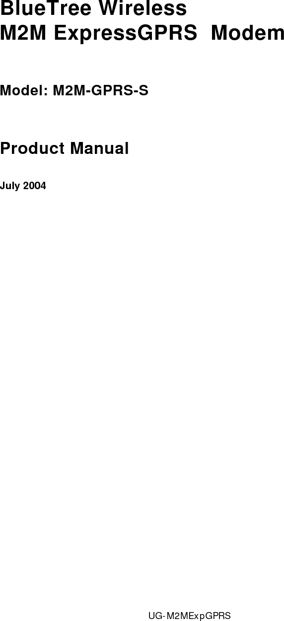 4BlueTree Wireless M2M Express Product Manual V1.5