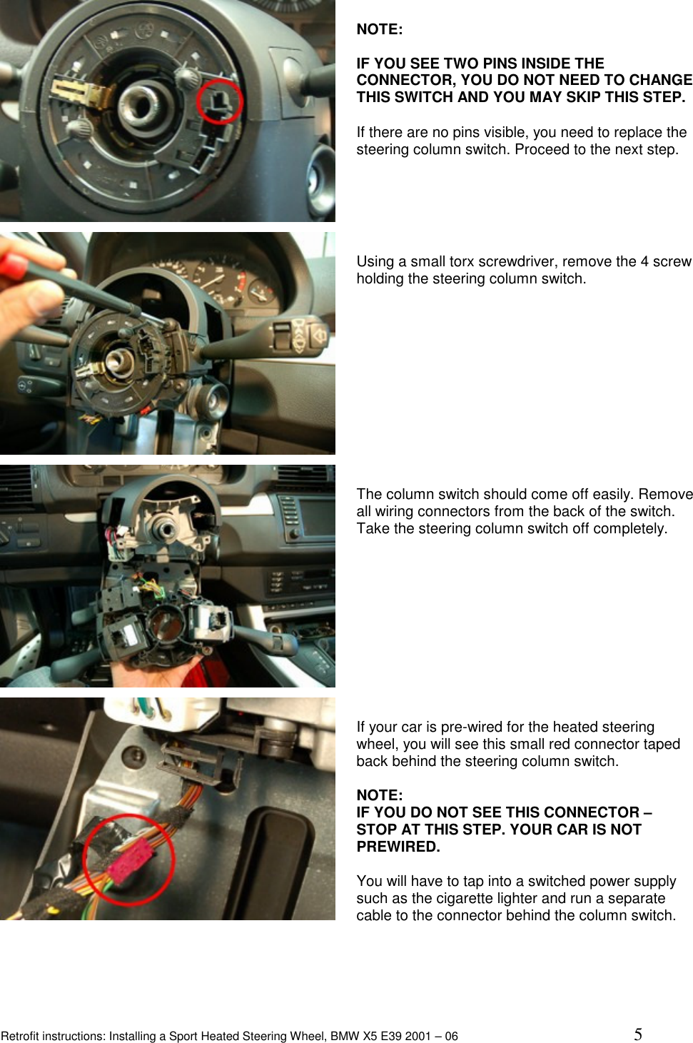 Page 5 of 10 - Bmw Bmw-Bmw-Automobile-Parts-2001-2006-Users-Manual Heated Wheel Retrofit