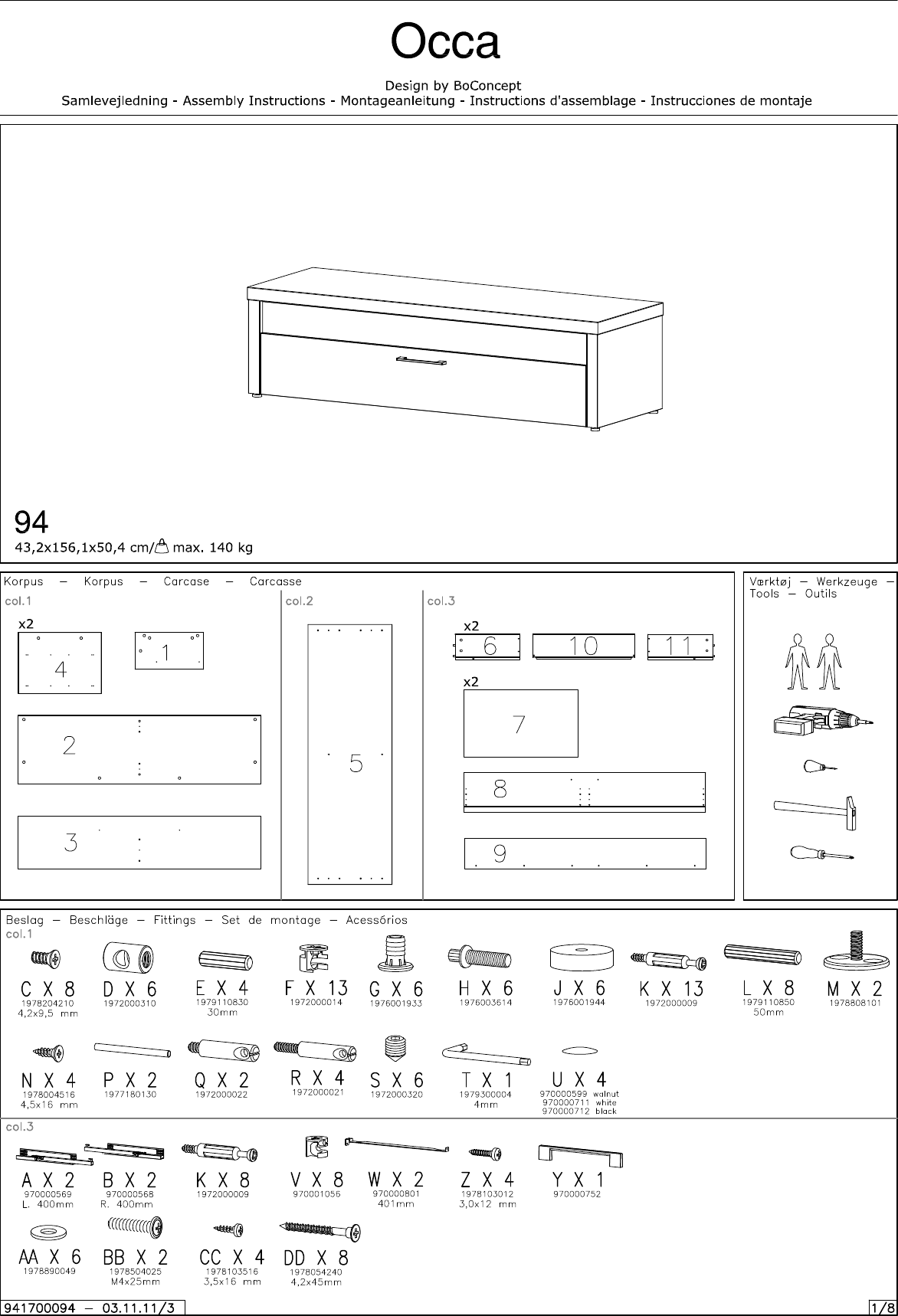 Page 1 of 8 - Boconcept Boconcept--94-Assembly-Instruction B:\DK_PTA_Share\Inventor Ation\370 Occa\Occa 0094\Assembly Instruction\941700094_v3_05 Layout1