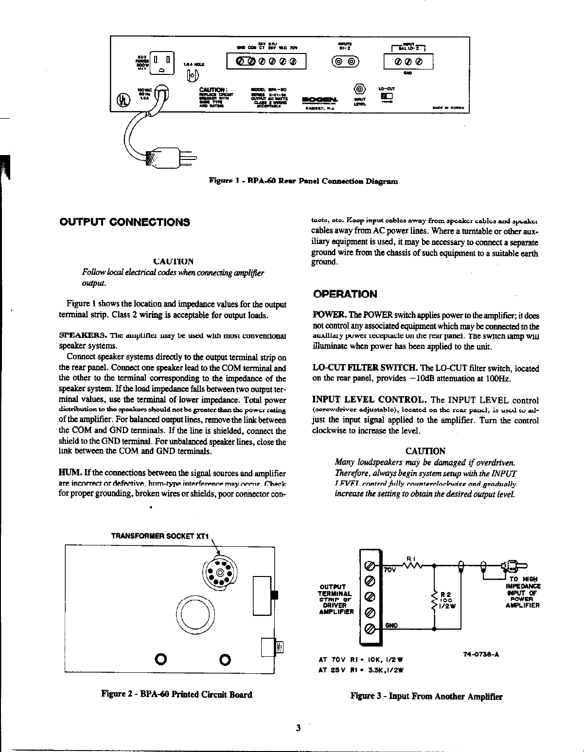 Page 3 of 4 - Bogen Bogen-Bogen-Communications-Car-Amplifier-Bpa-60-Users-Manual- BPA60 Manual - Basic Power Amplifier  Bogen-bogen-communications-car-amplifier-bpa-60-users-manual