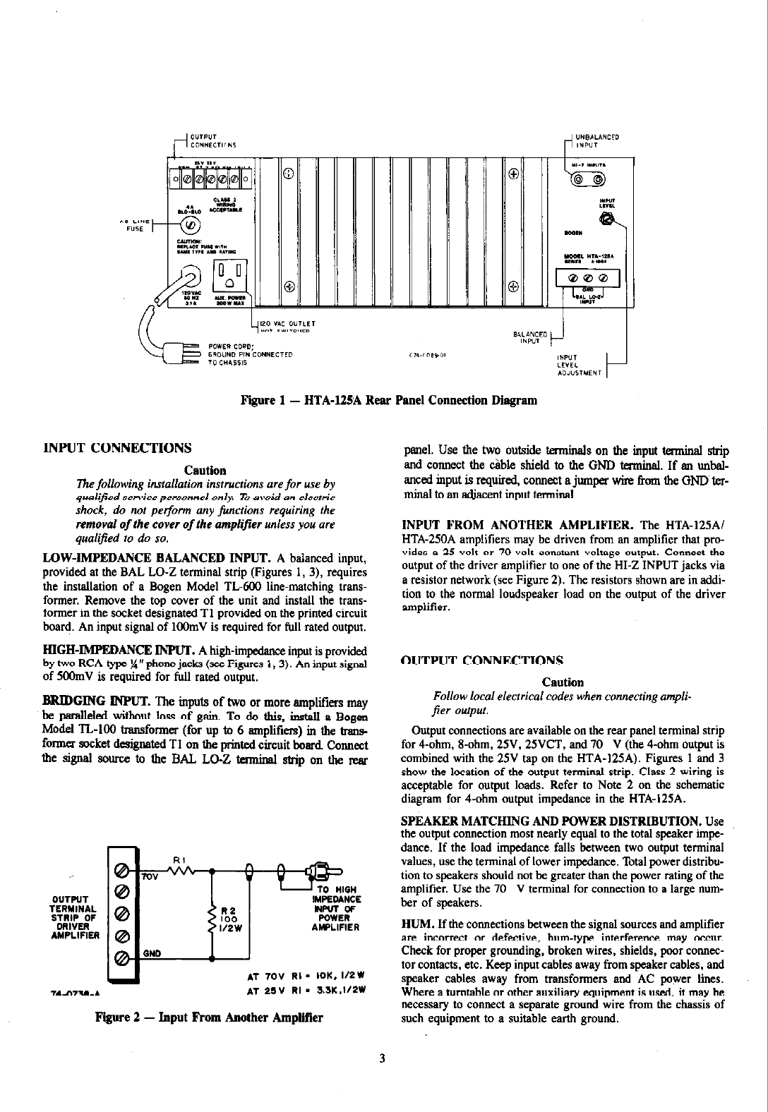 Page 3 of 5 - Bogen Bogen-Bogen-Communications-Car-Amplifier-Hta-125A-Users-Manual- HTA125A HTA250A Manual - Power Mosfet Amplifier  Bogen-bogen-communications-car-amplifier-hta-125a-users-manual