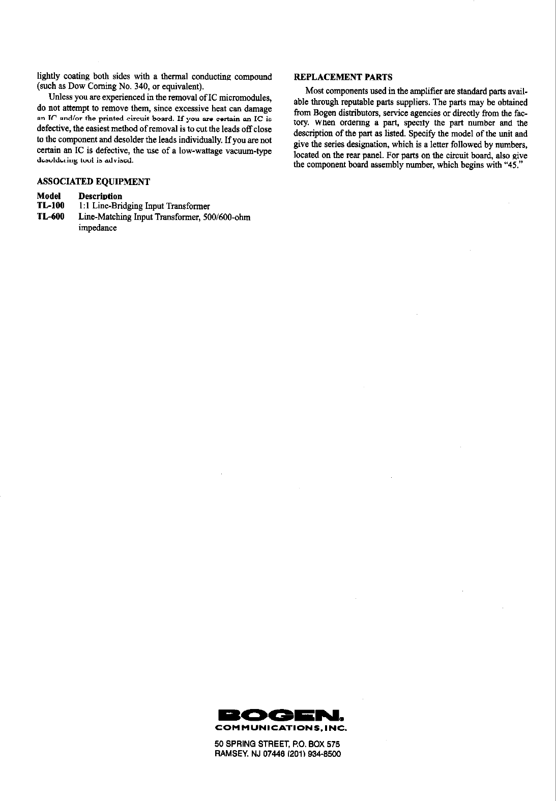 Page 5 of 5 - Bogen Bogen-Bogen-Communications-Car-Amplifier-Hta-125A-Users-Manual- HTA125A HTA250A Manual - Power Mosfet Amplifier  Bogen-bogen-communications-car-amplifier-hta-125a-users-manual