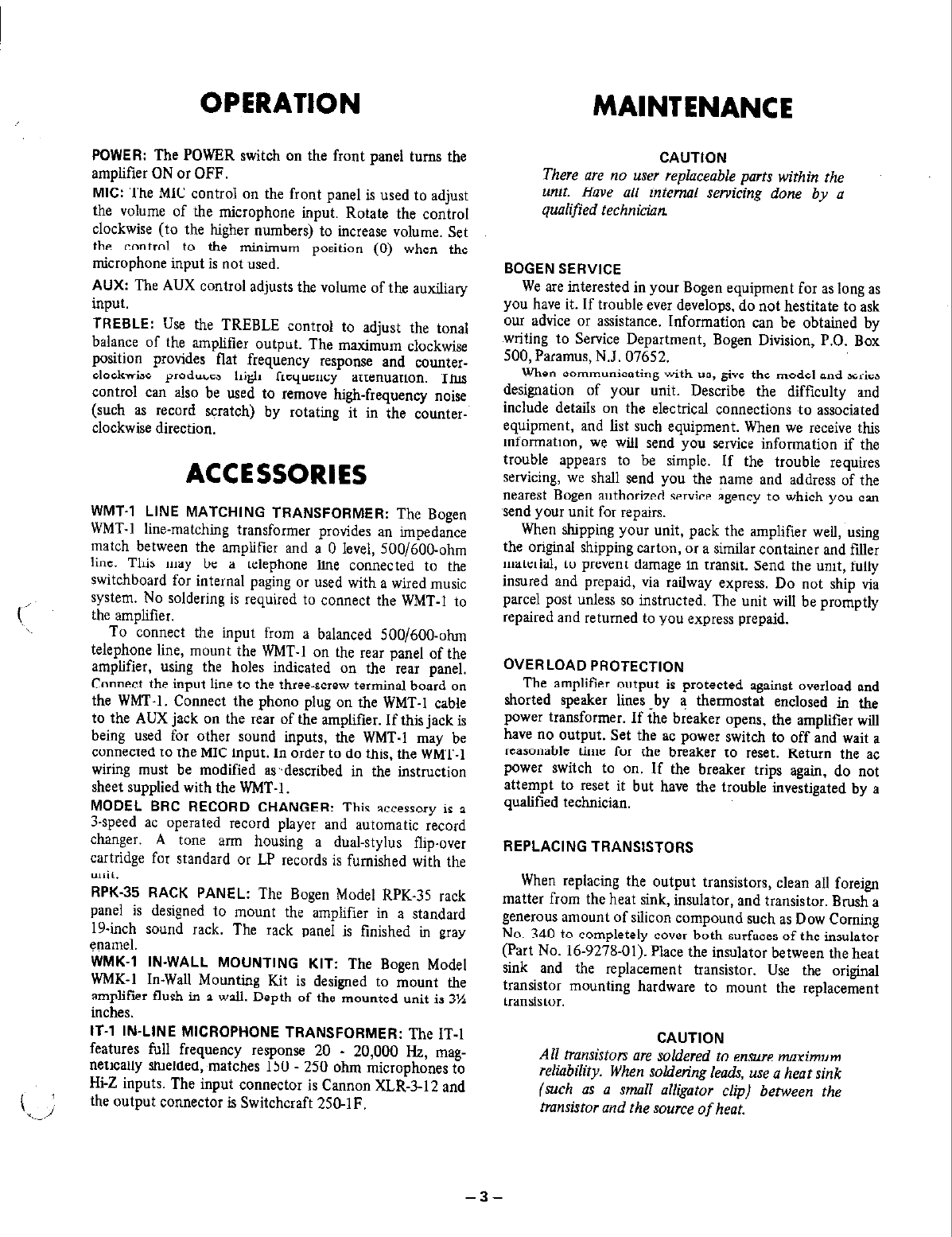 Page 3 of 4 - Bogen Bogen-Challenger-Solid-State-Series-C10-Users-Manual- C10 Manual Bogen-challenger-solid-state-series-c10-users-manual