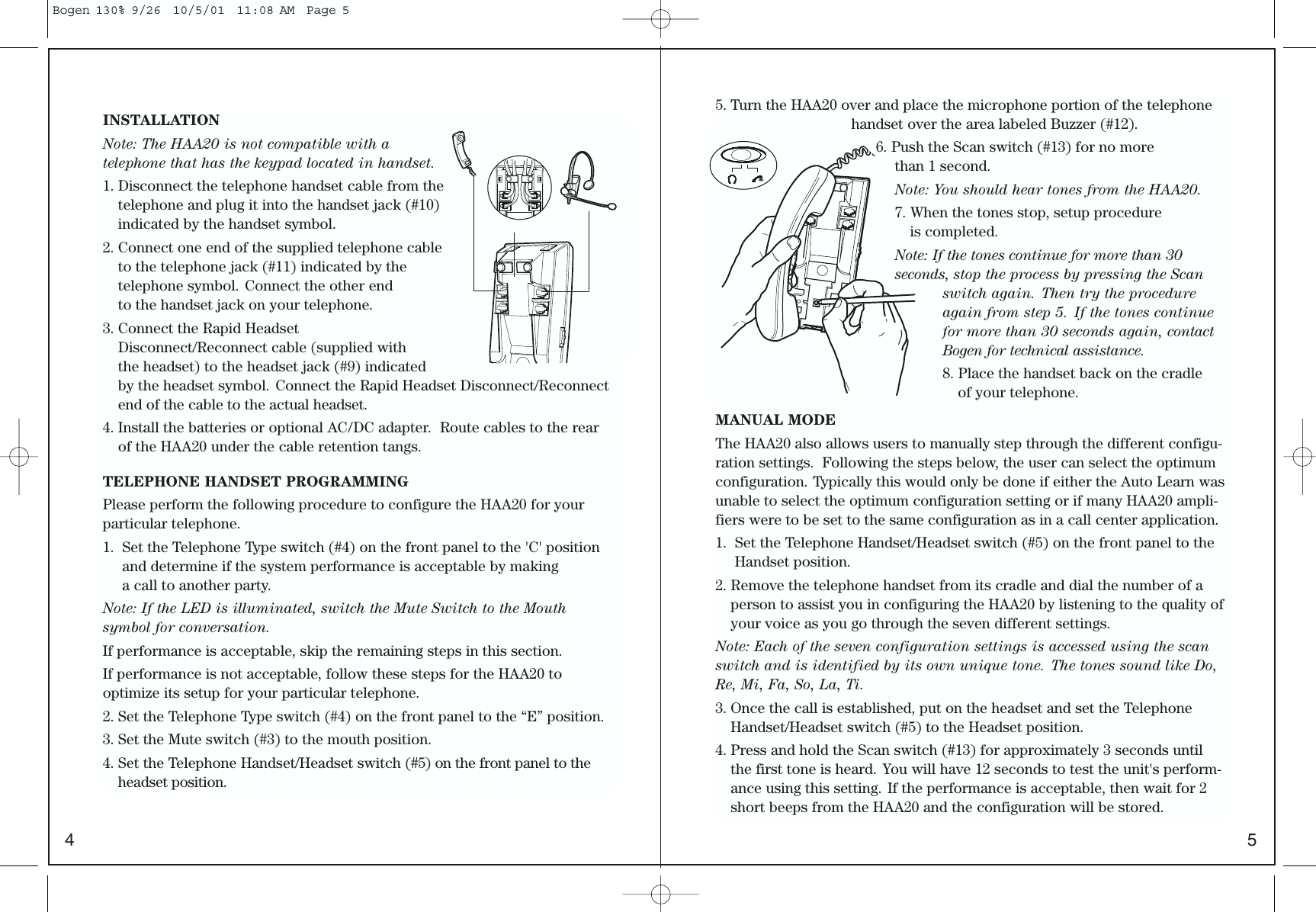 Page 4 of 8 - Bogen Bogen-Haa20-Users-Manual- HAA20 - Telephony Headset Amp Manual  Bogen-haa20-users-manual